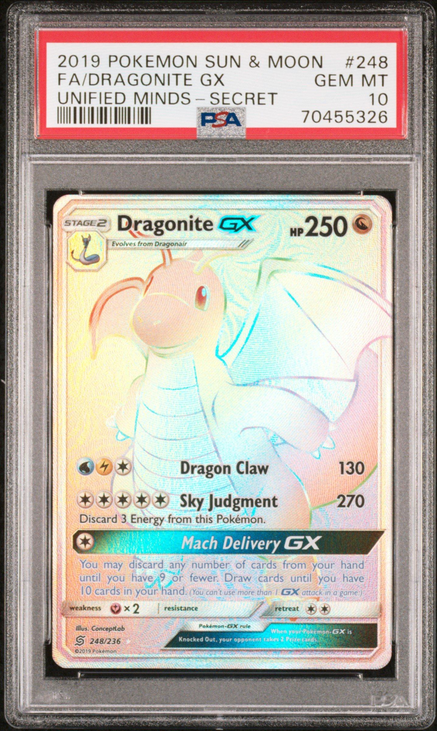 2019 Pokemon Sun & Moon Unified Minds 248 Full Art/dragonite Gx