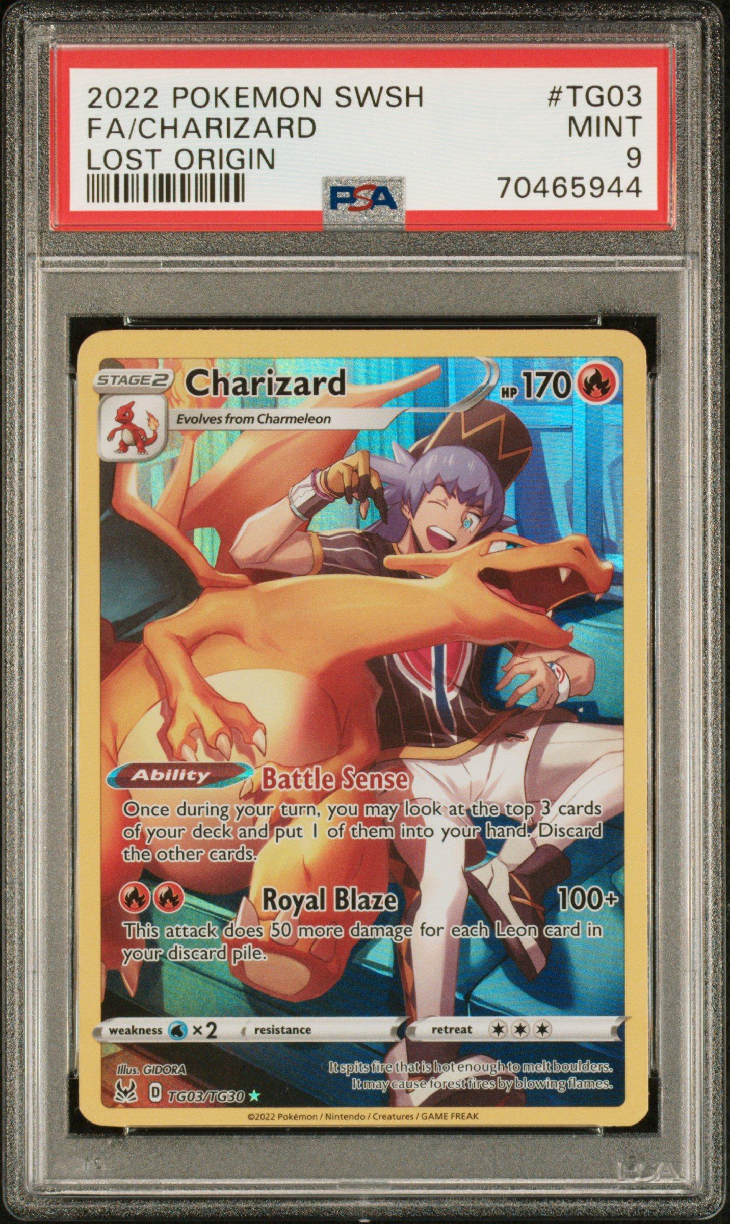 2022 Pokemon Sword & Shield Lost Origin Tg03 Full Art/charizard PSA 9