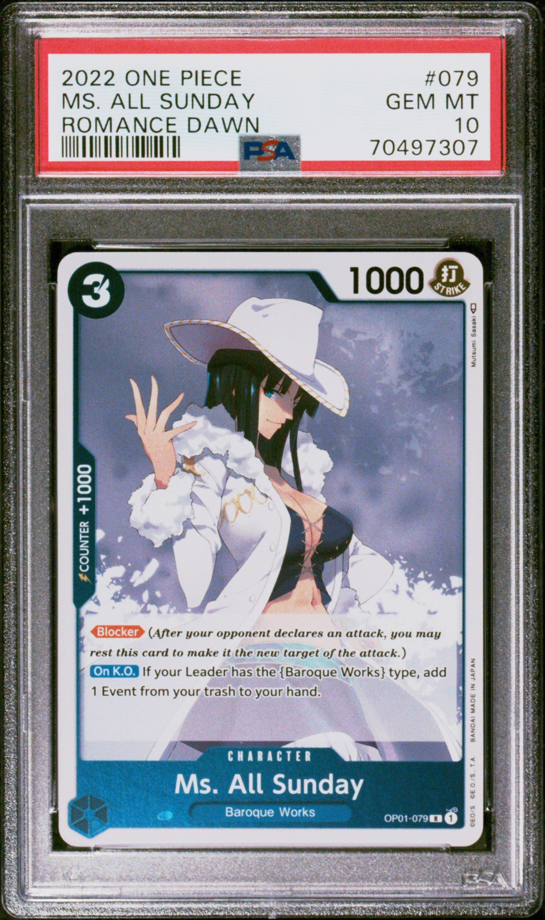 2022 One Piece Op01-romance Dawn 079 Ms. All Sunday PSA 10 Graded
