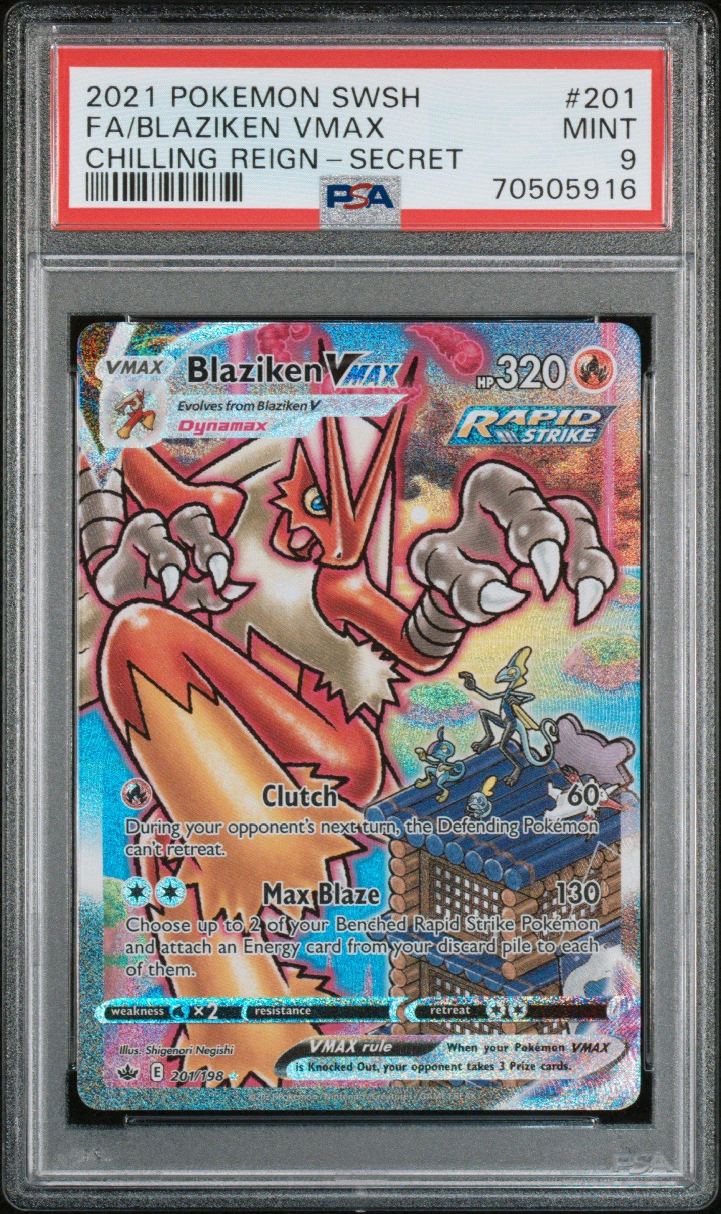 2021 Pokemon Sword & Shield Chilling Reign 201 Fa/blaziken Vmax PSA