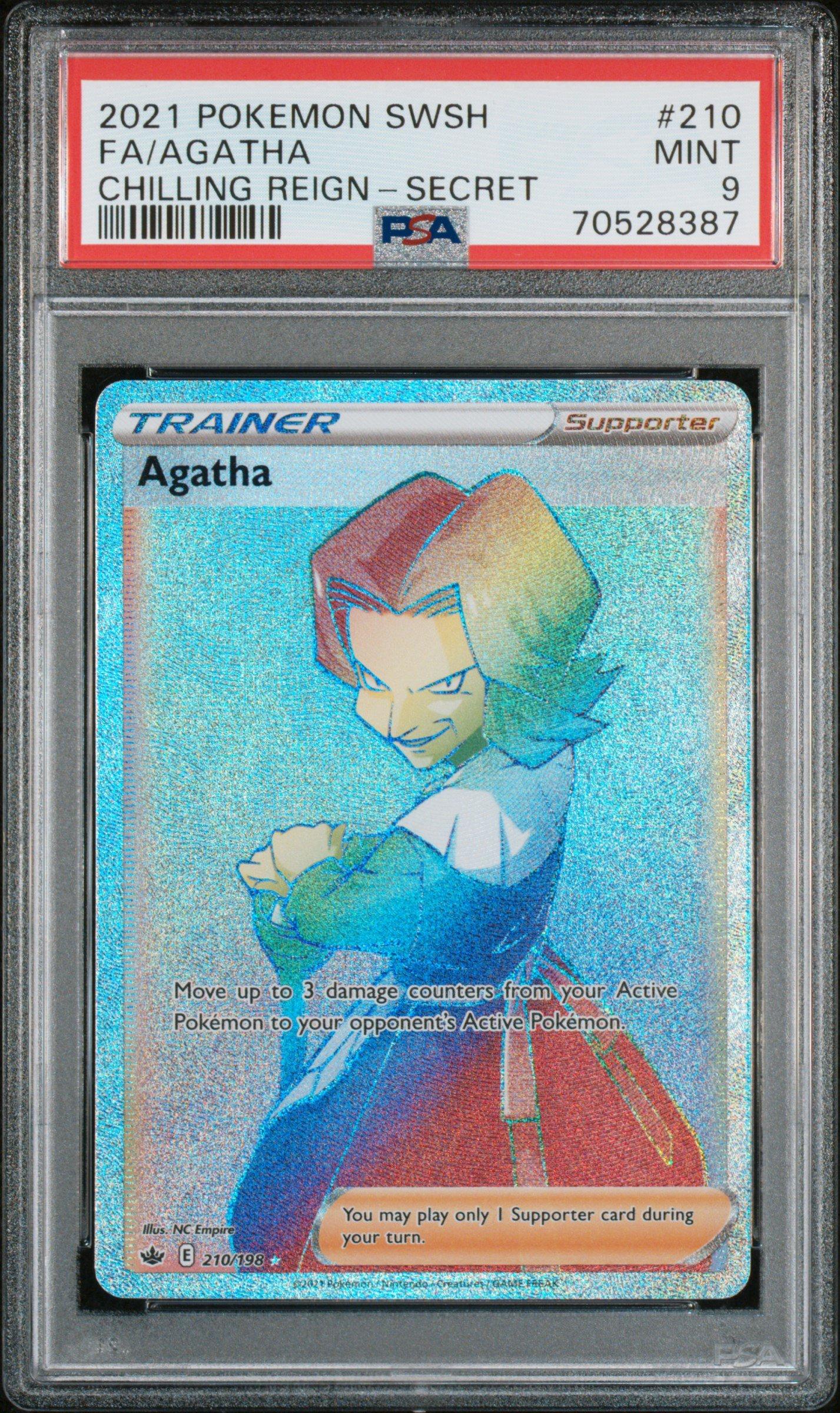 2021 Pokemon Sword & Shield Chilling Reign 210 Full Art/agatha Secret PSA
