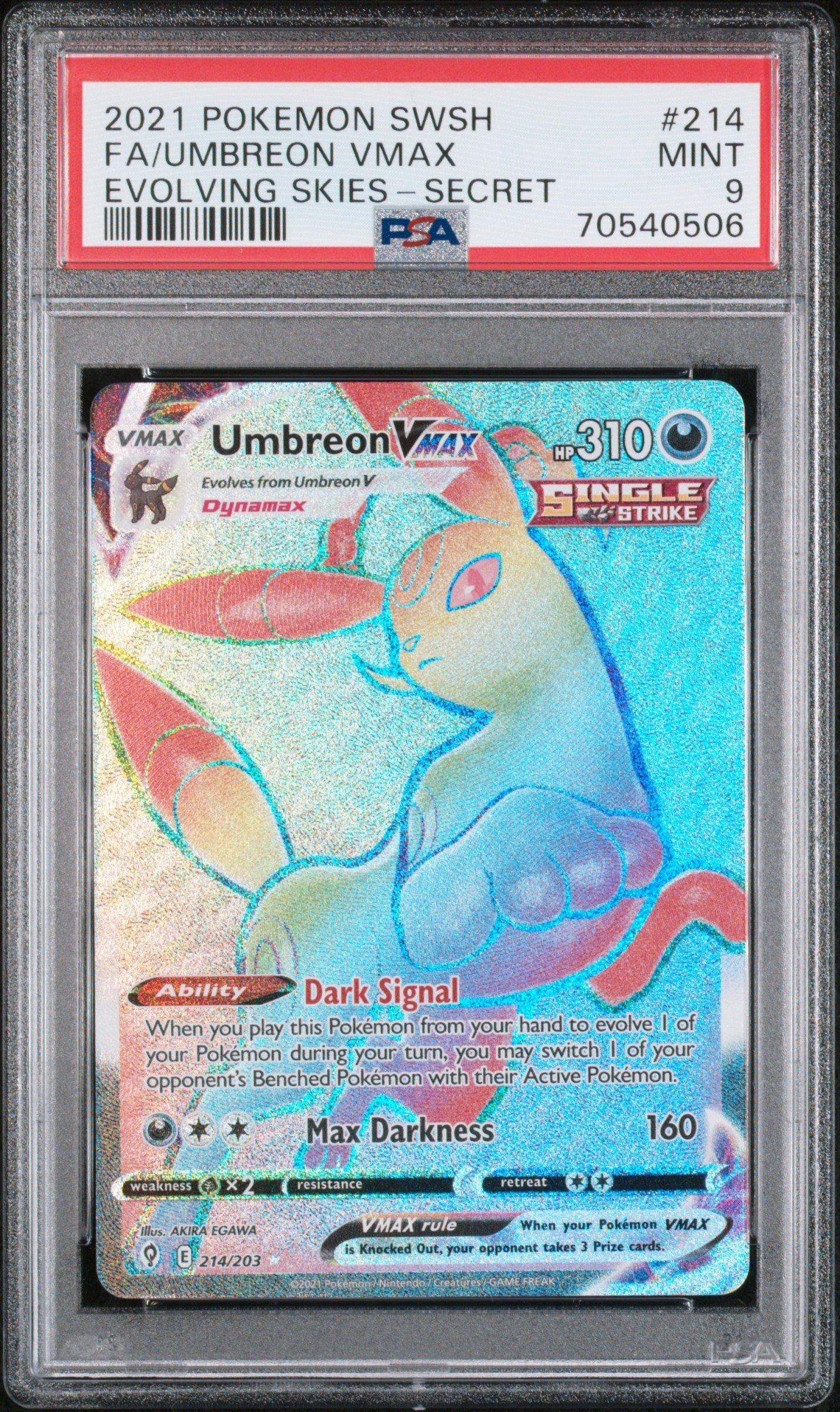 2021 Pokemon Sword & Shield Evolving Skies Full Art/umbreon Vmax Secret PSA
