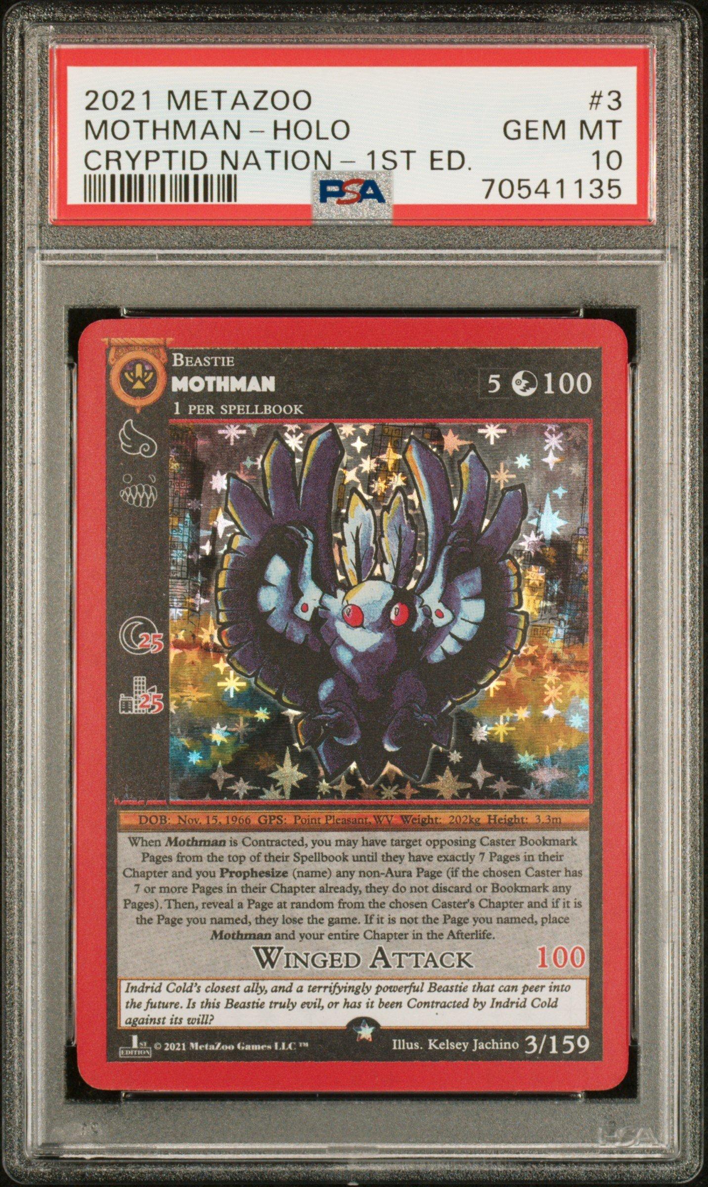 2021 Metazoo Cryptid Nation 3 Mothman-holo 1st Edition PSA 10