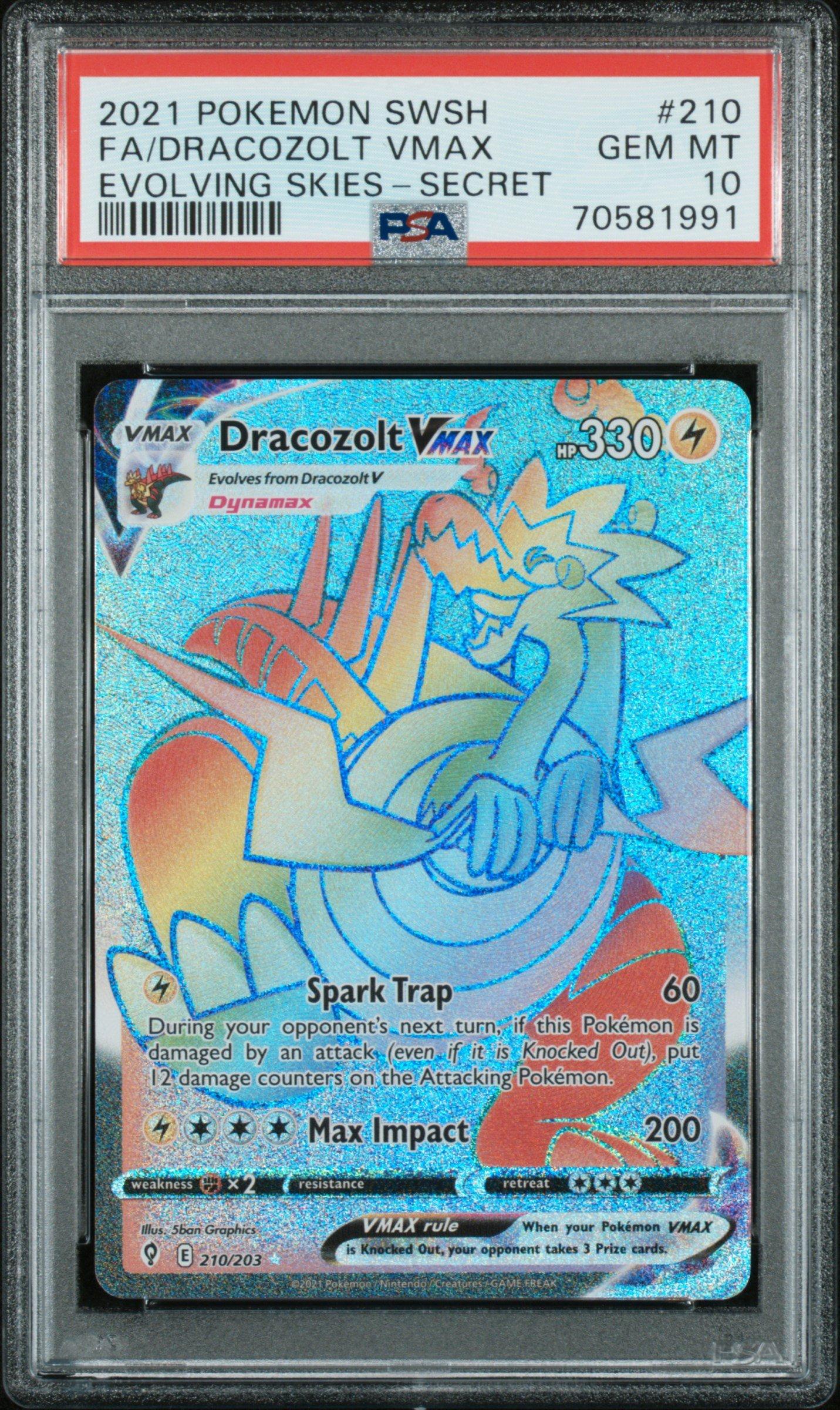 2021 Pokemon Sword & Shield Evolving Skies 210 Full Art/dracozolt Vmax Secret PSA 10