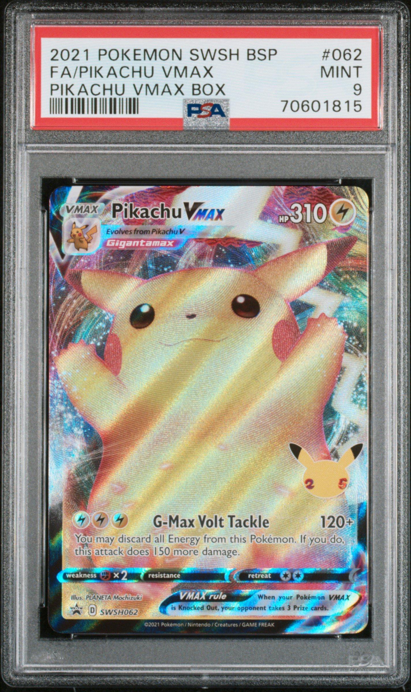 2021 Pokemon Swsh Black Star Promo 062 Full Art/pikachu Vmax Pikachu Vmax Box PSA