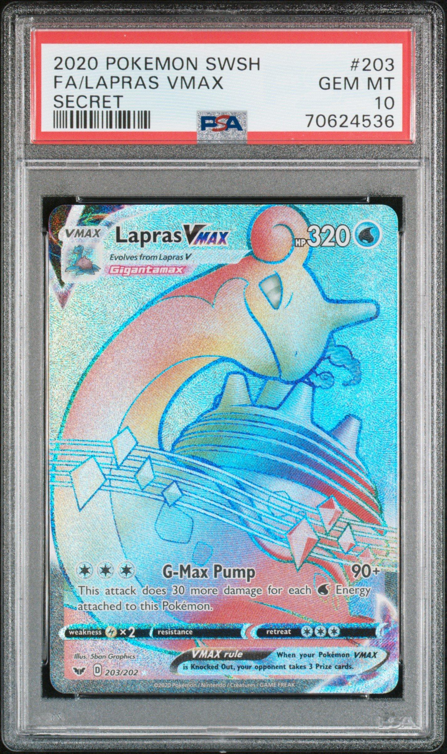 2020 Pokemon Sword & Shield 203 Full Art/lapras Vmax Secret PSA 10 Graded  Card | GameStop