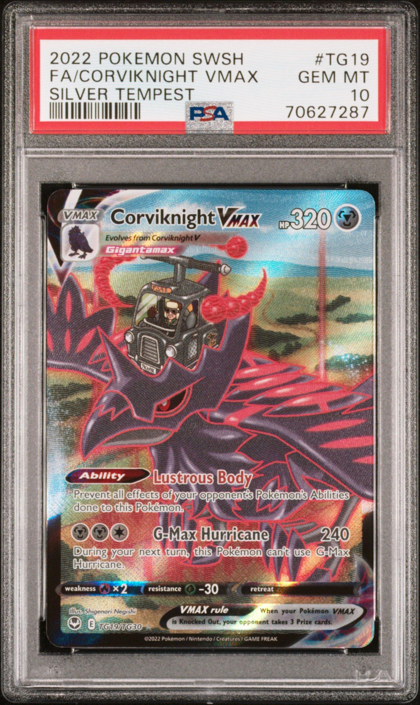 2022 Pokemon Sword & Shield Silver Tempest Tg19 Full Art/corviknight Vmax PSA 10