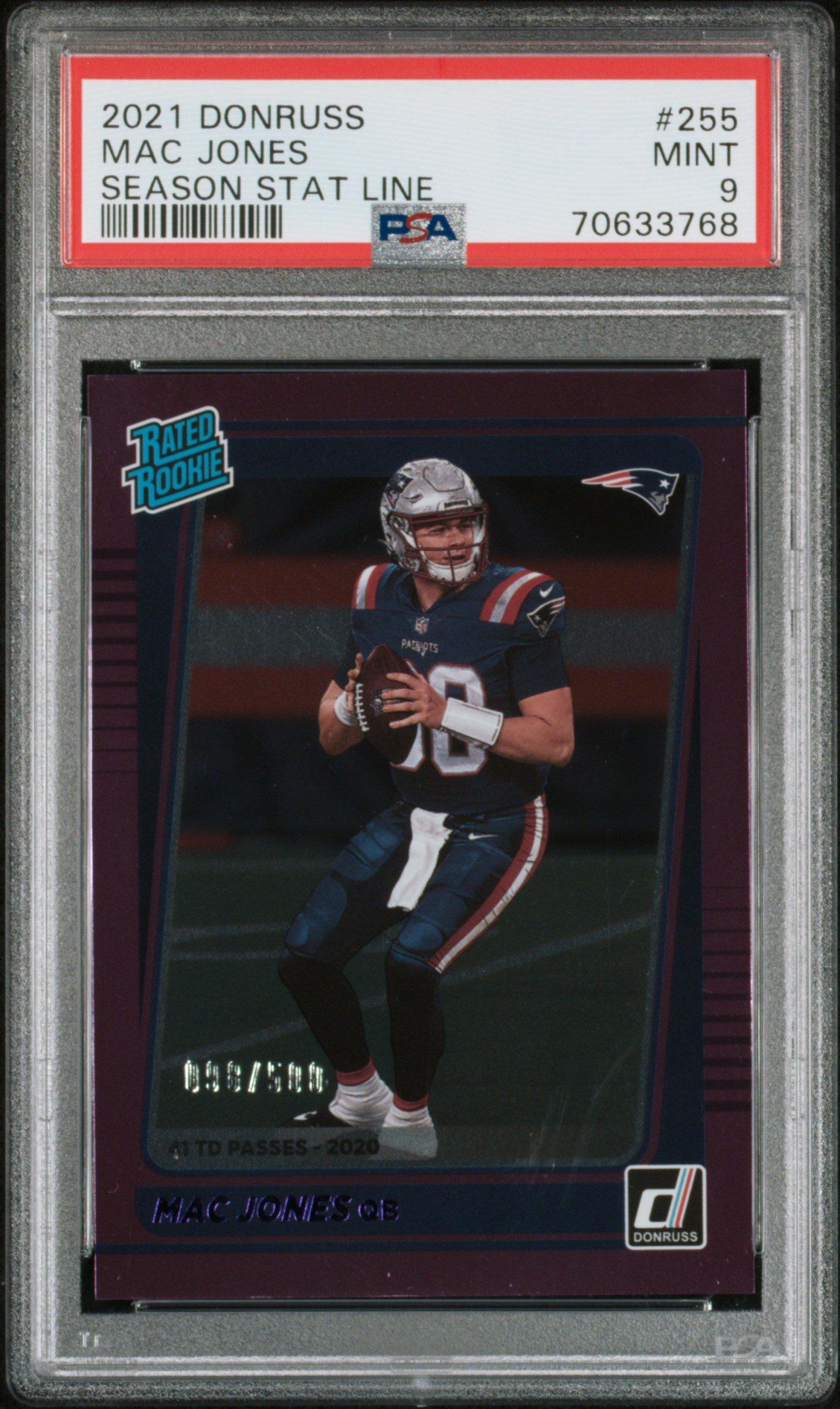 2021 Panini Donruss 255 Mac Jones Season Stat Line PSA 9
