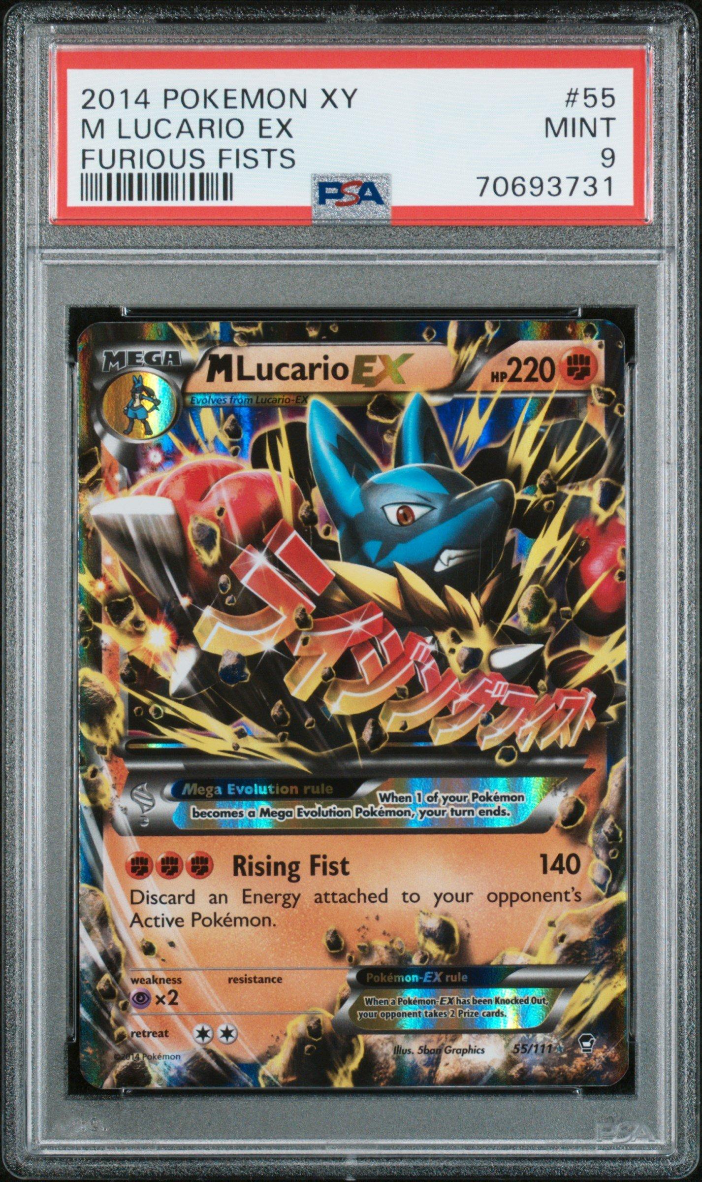 2014 Pokemon Xy Furious Fists 55 M Lucario Ex PSA 9 Graded Card