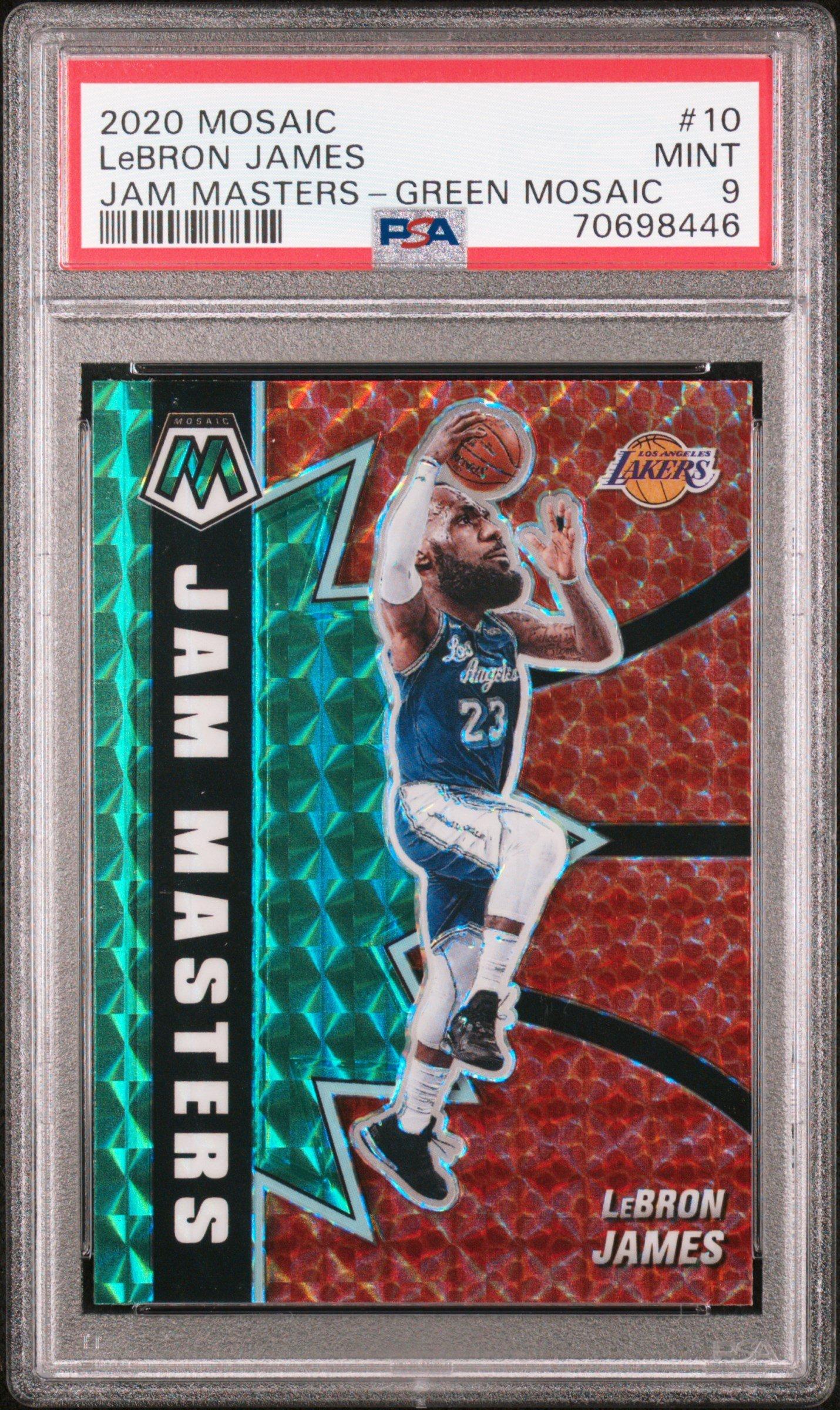 2020 Panini Mosaic Jam Masters 10 Lebron James Green Mosaic PSA 9