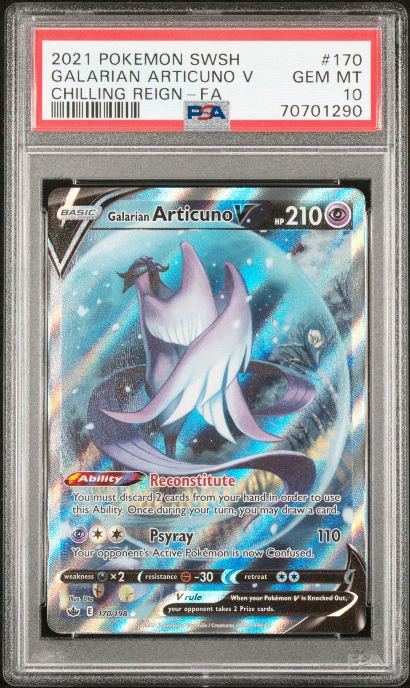 2021 Pokemon Sword & Shield Chilling Reign Full Art/galarian Articuno V PSA