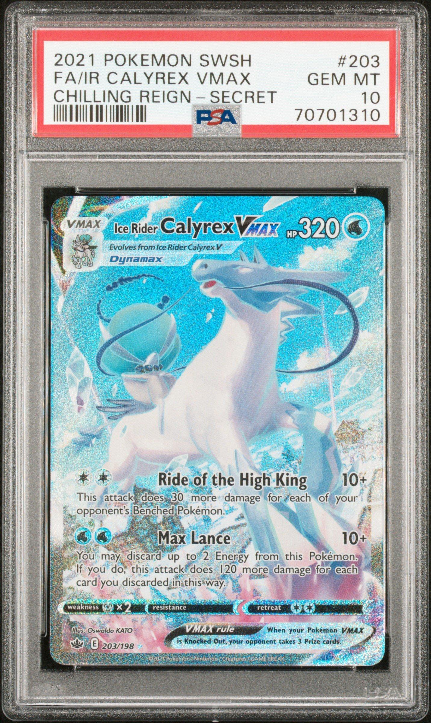 2021 Pokemon Sword & Shield Chilling Reign 203 Full Art/ice Rider Calyrex  Vmax Secret PSA 10 Graded Card | GameStop