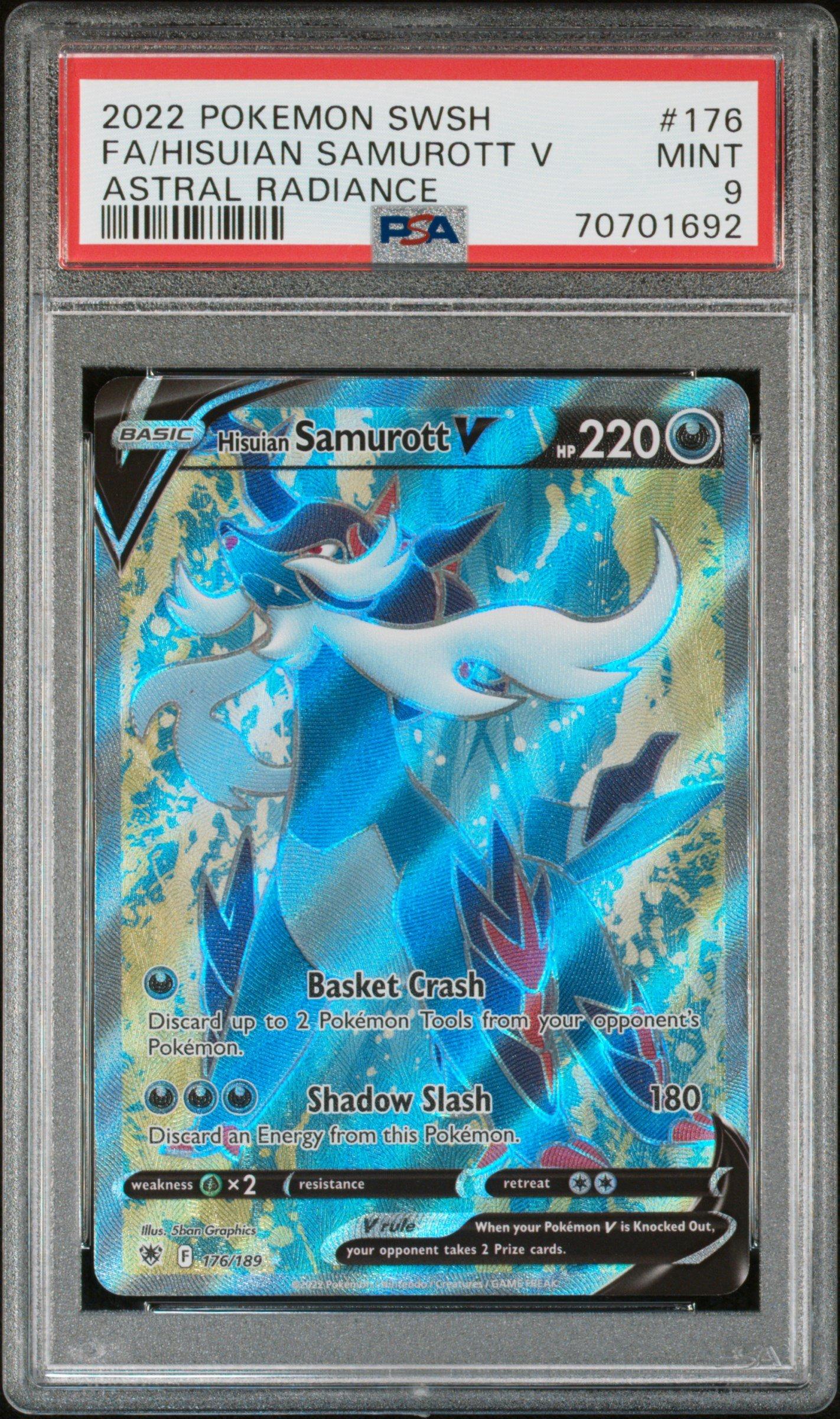 2022 Pokemon Sword & Shield Astral Radiance 176 Full Art/hisuian Samurott V PSA 9