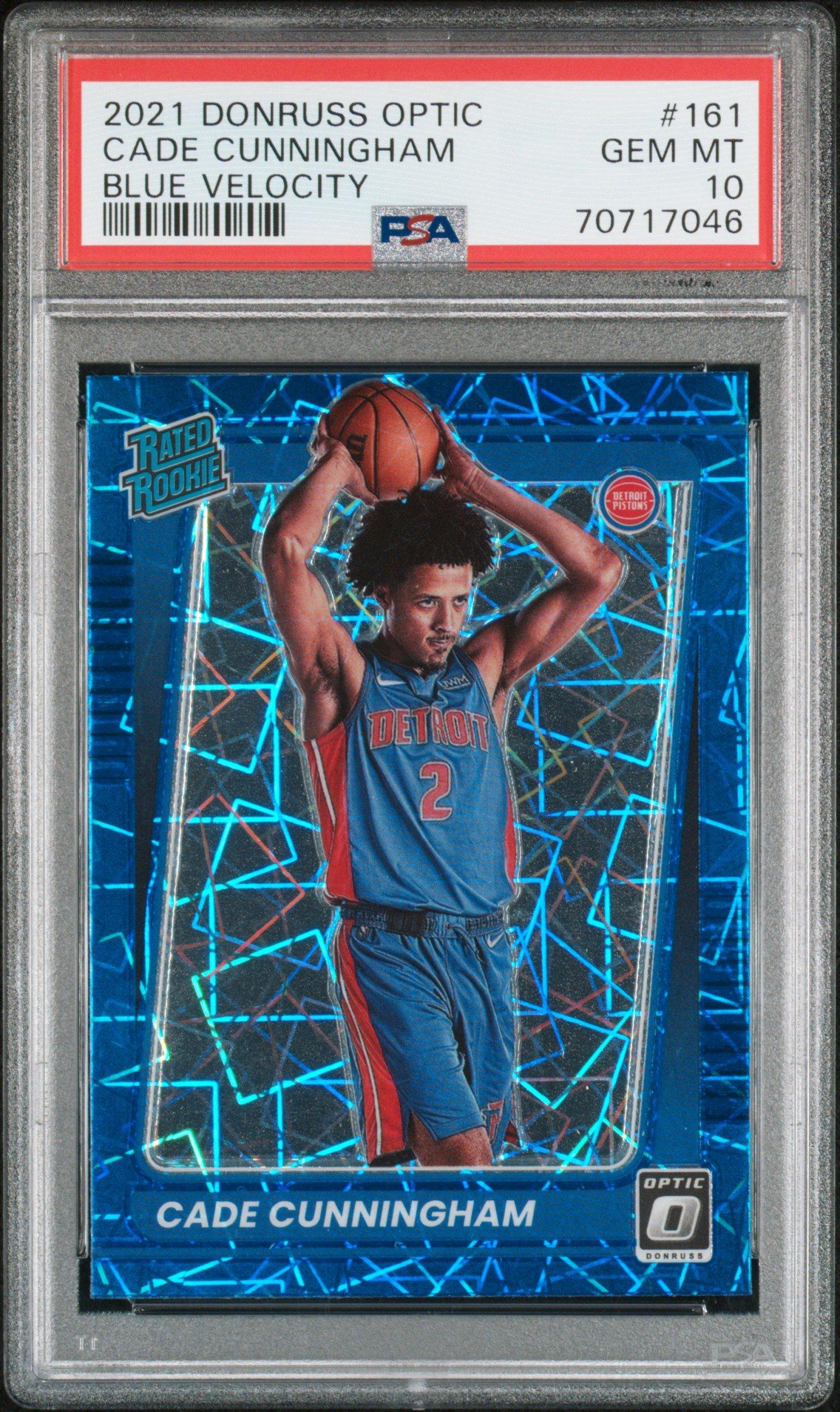 2021 Panini Donruss Optic 161 Cade Cunningham Blue Velocity PSA 10