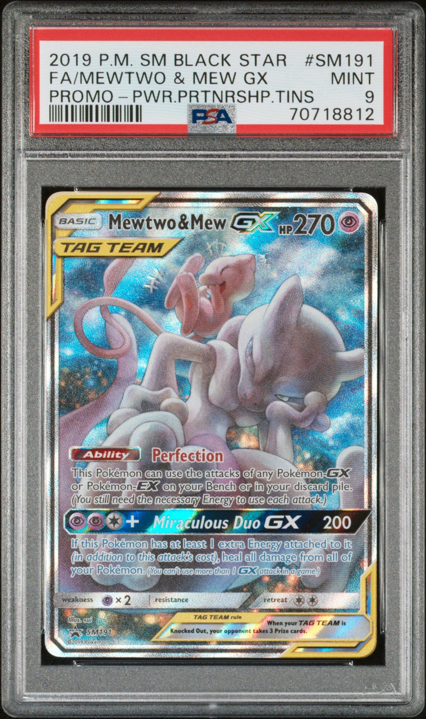 2019 Pokemon Sm Black Star Promo Sm191 Full Art/mewtwo & Mew Gx
