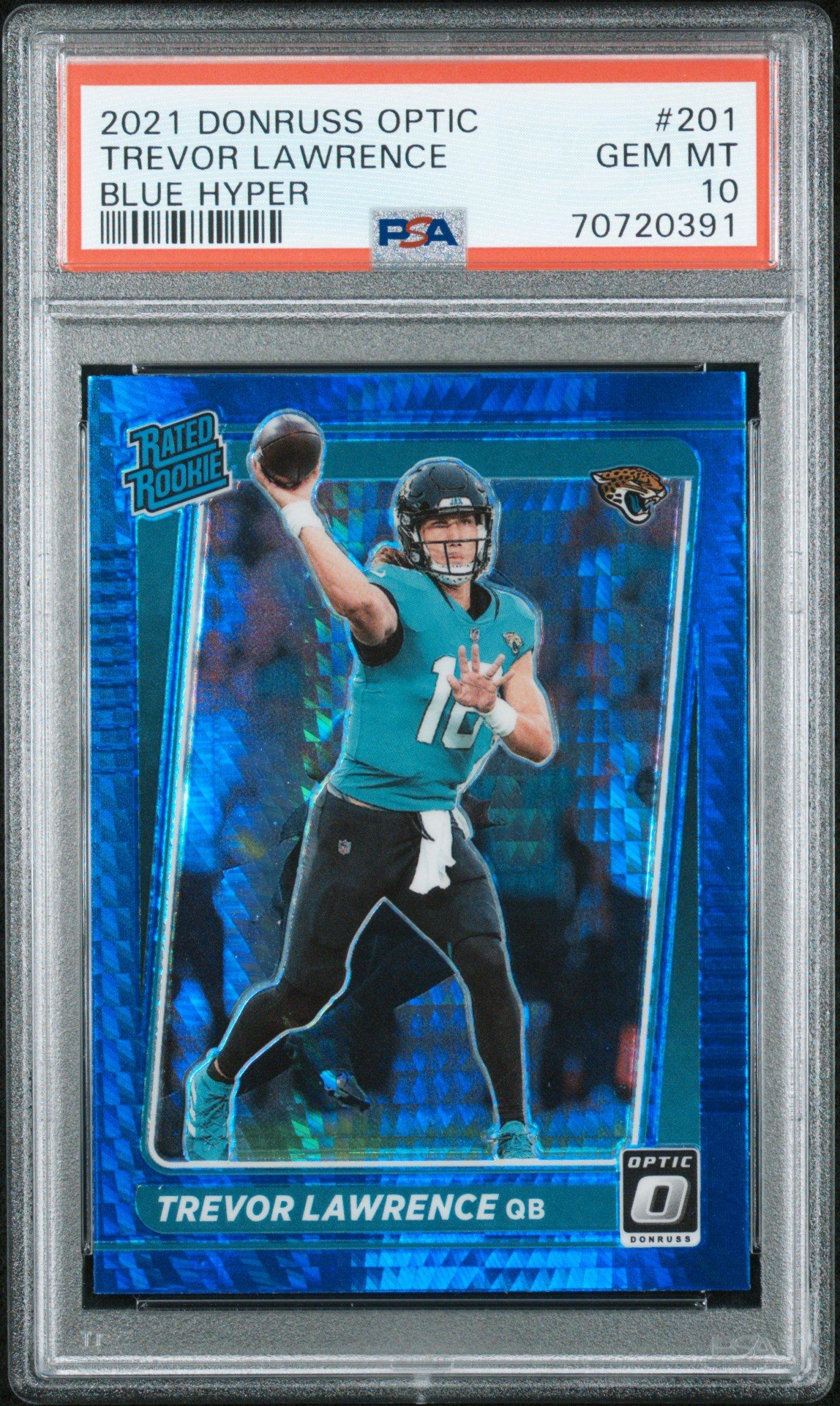 2021 Panini Donruss Optic 201 Trevor Lawrence Blue Hyper PSA