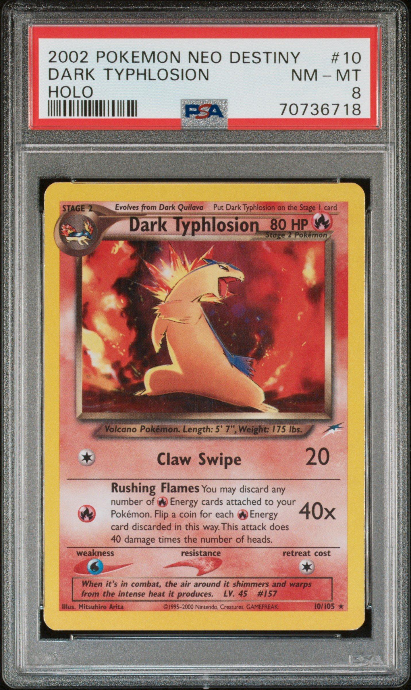 2002 Pokemon Neo Destiny 10 Dark Typhlosion PSA 8