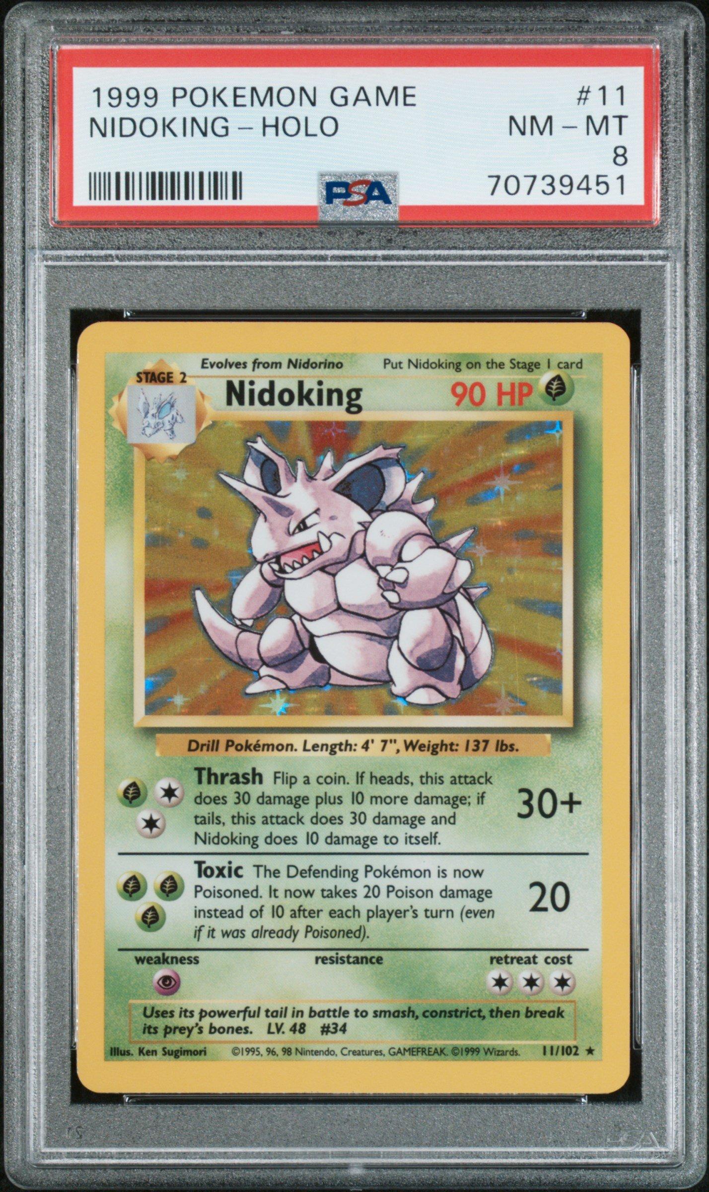 1999 nidoking pokemon card value Holo Rare - 11/102 Base Set WOTC If tails What would this Base set