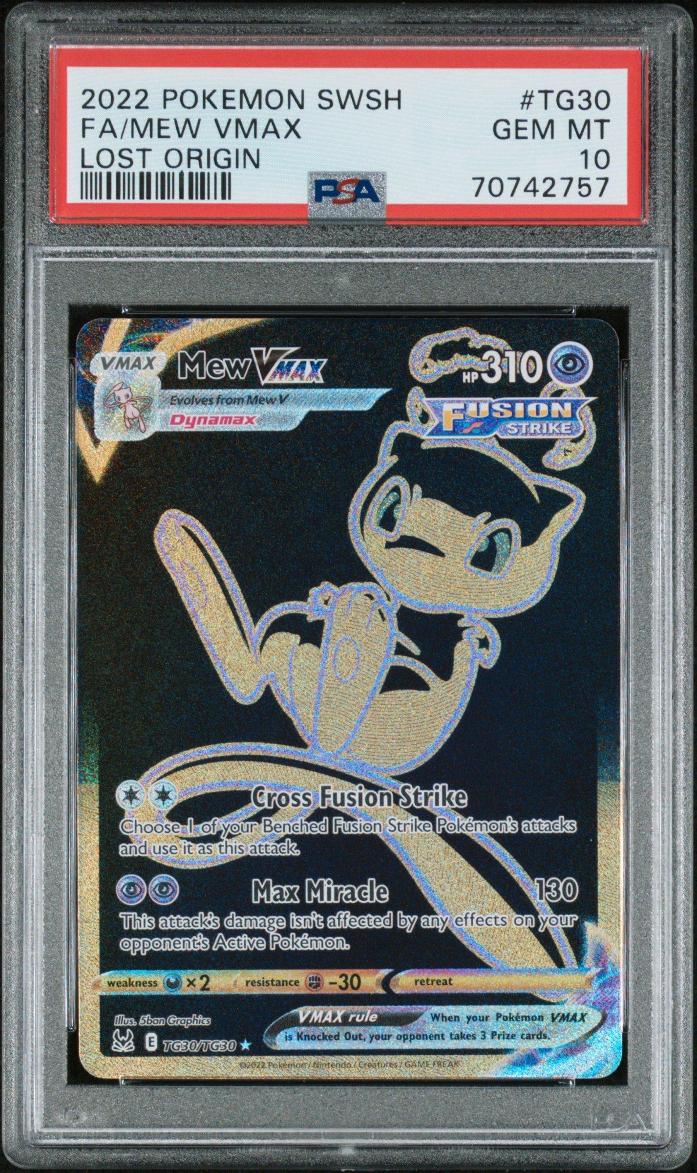 2022 Pokemon Sword & Shield Lost Origin Tg30 Full Art/mew Vmax PSA