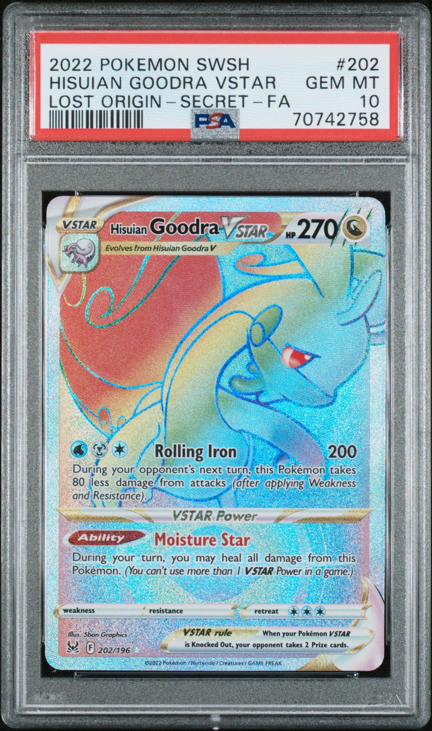 2022 Pokemon Sword & Shield Lost Origin 202 Full Art/hisuian Goodra Vstar Secret PSA 10