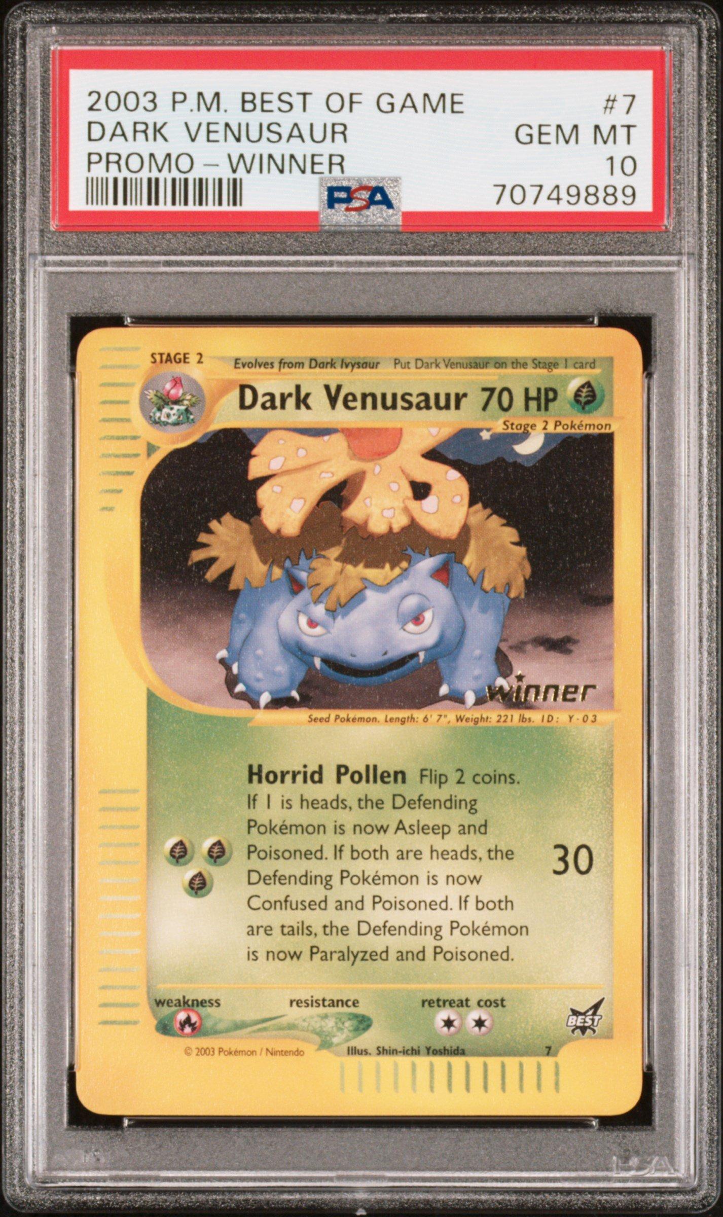 2003 Pokemon Best Of Game Promo 7 Dark Venusaur Winner PSA