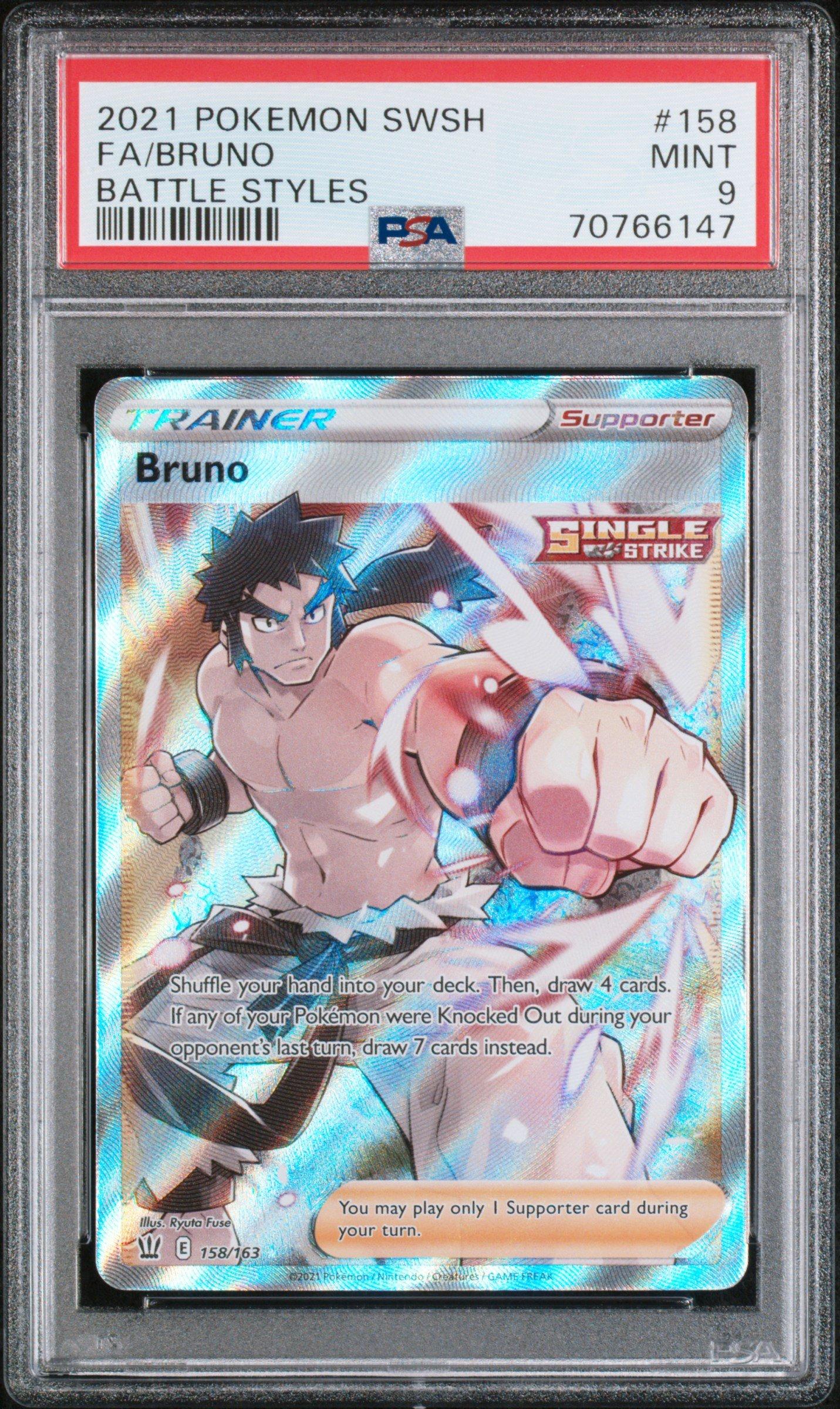 2021 Pokemon Sword & Shield Battle Styles 158 Full Art/bruno PSA 9
