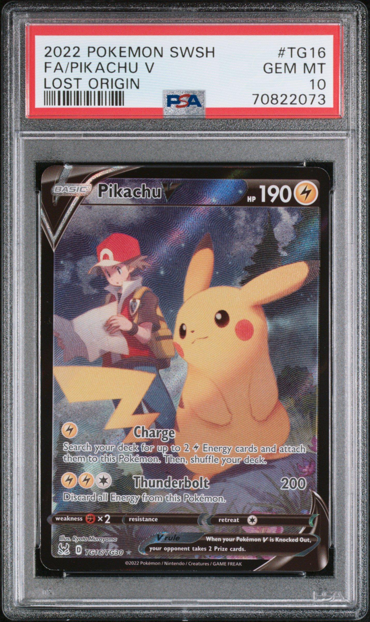 2022 Pokemon Sword & Shield Lost Origin Tg16 Full Art/pikachu V PSA