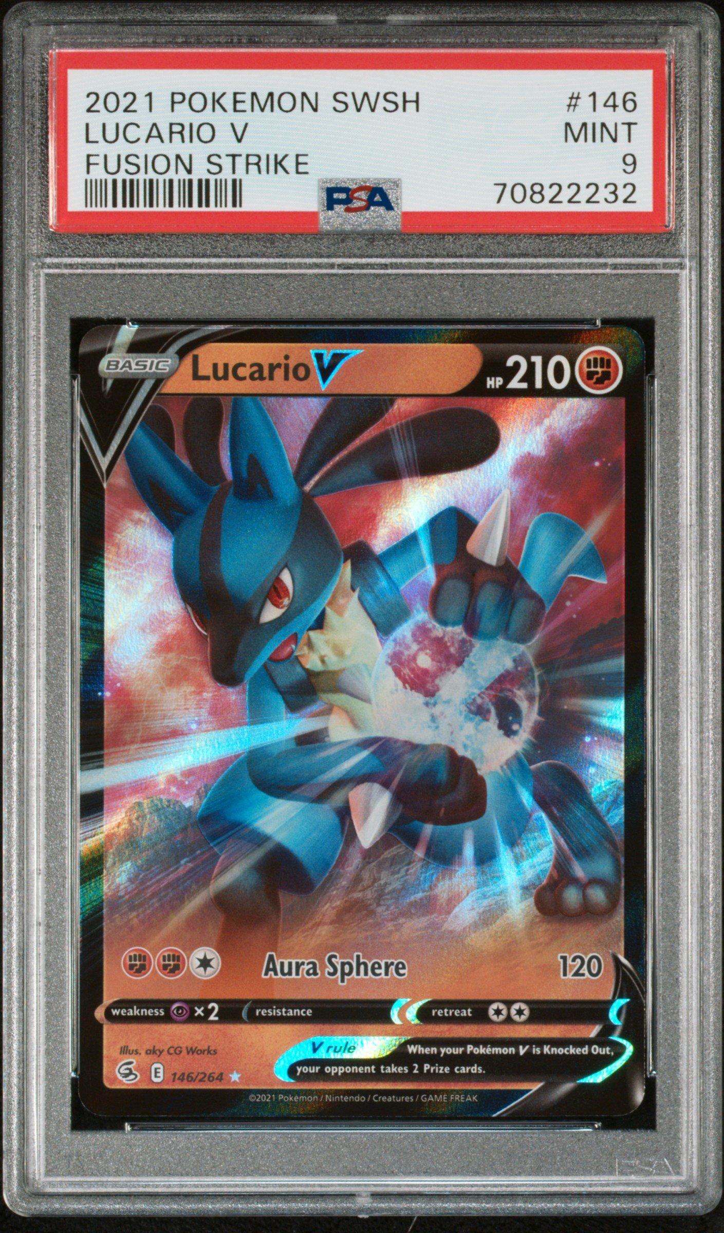 2021 Pokemon Sword & Shield Fusion Strike 146 Lucario V PSA 9