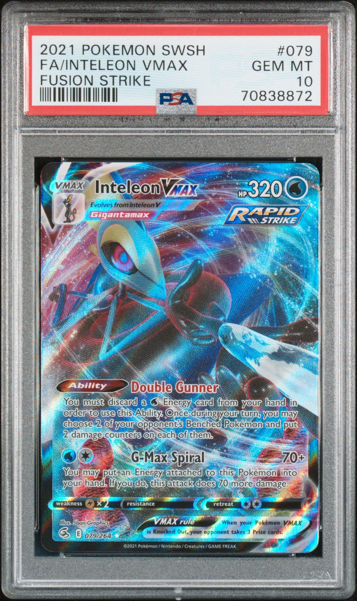 2021 Pokemon Sword & Shield Fusion Strike 079 Full Art/inteleon Vmax PSA 10