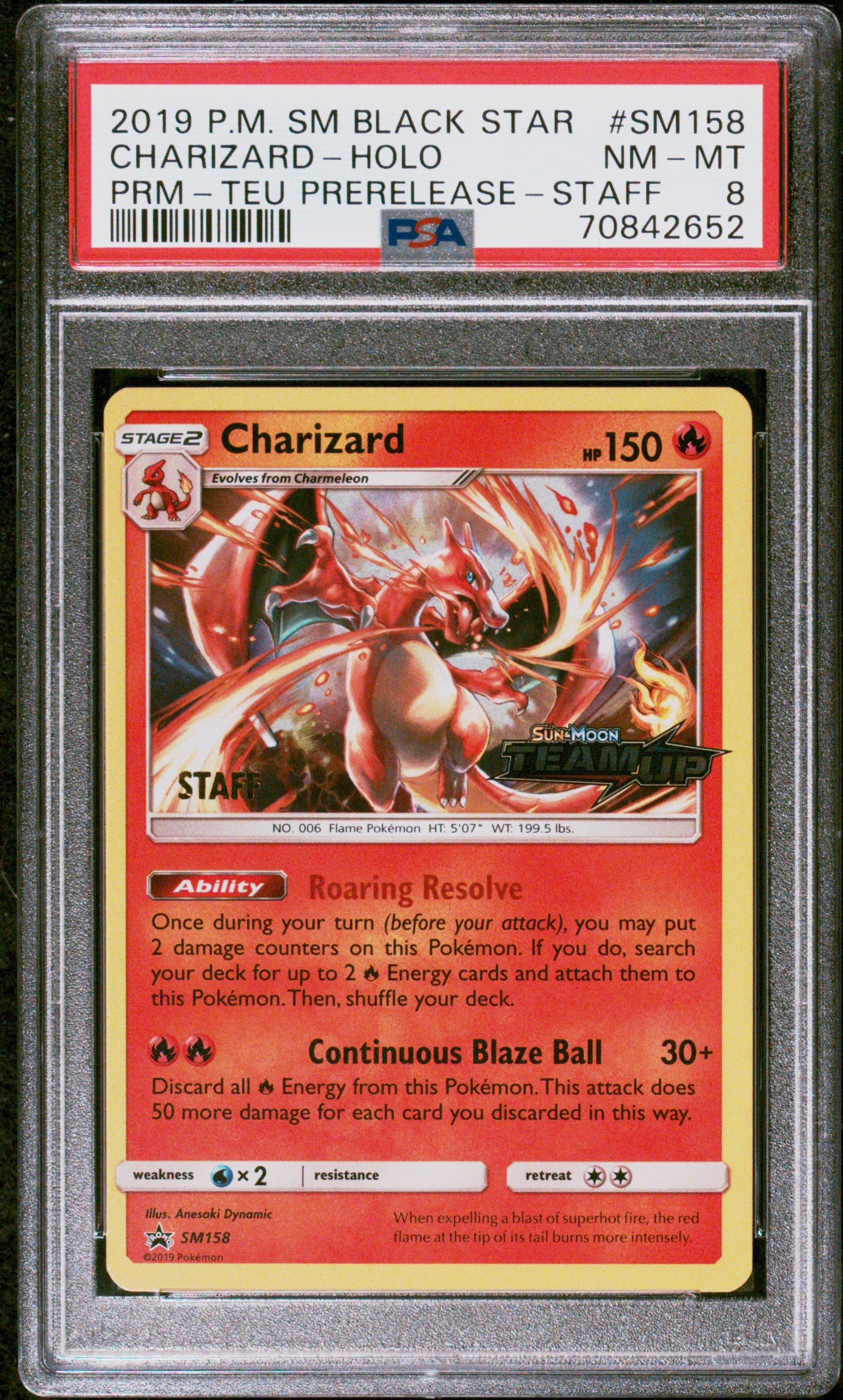 2019 Pokemon Sm Black Star Promo Sm158 Charizard-holo Team Up Prerelease-staff PSA