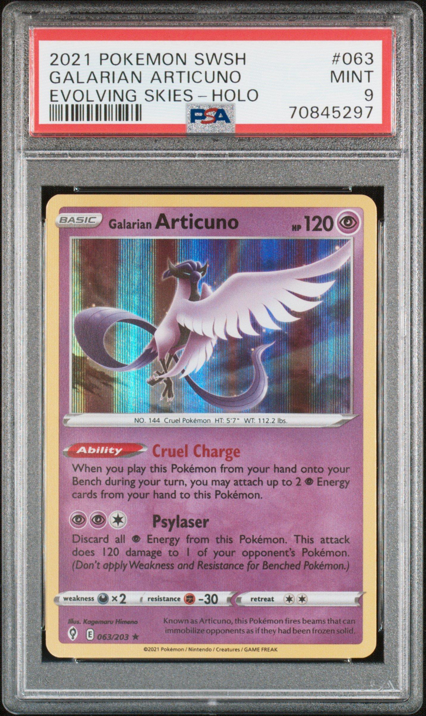 2021 Pokemon Sword & Shield Evolving Skies 063 Galarian Articuno-holo PSA 9