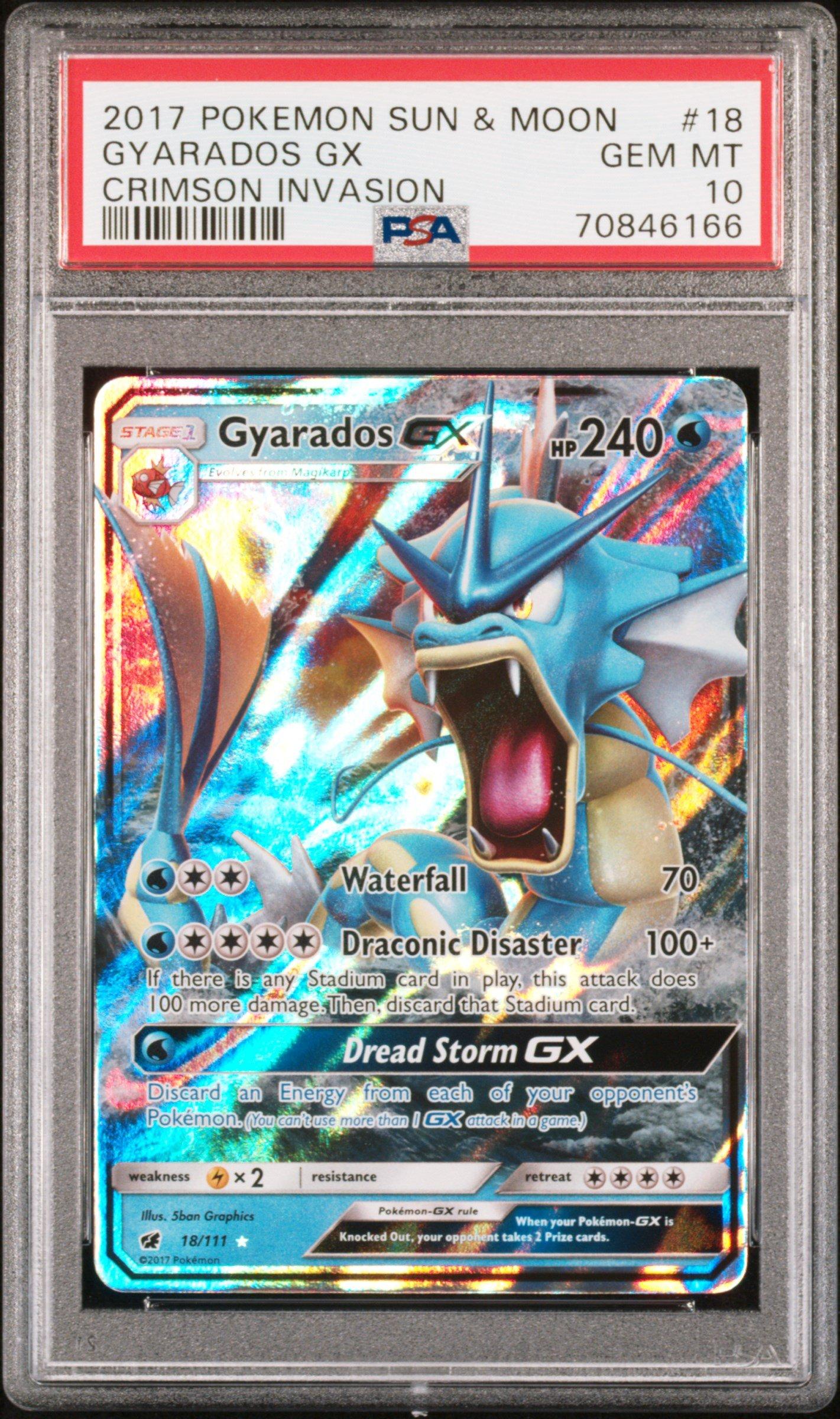 2017 Pokemon Sun & Moon Crimson Invasion 18 Gyarados Gx PSA 10