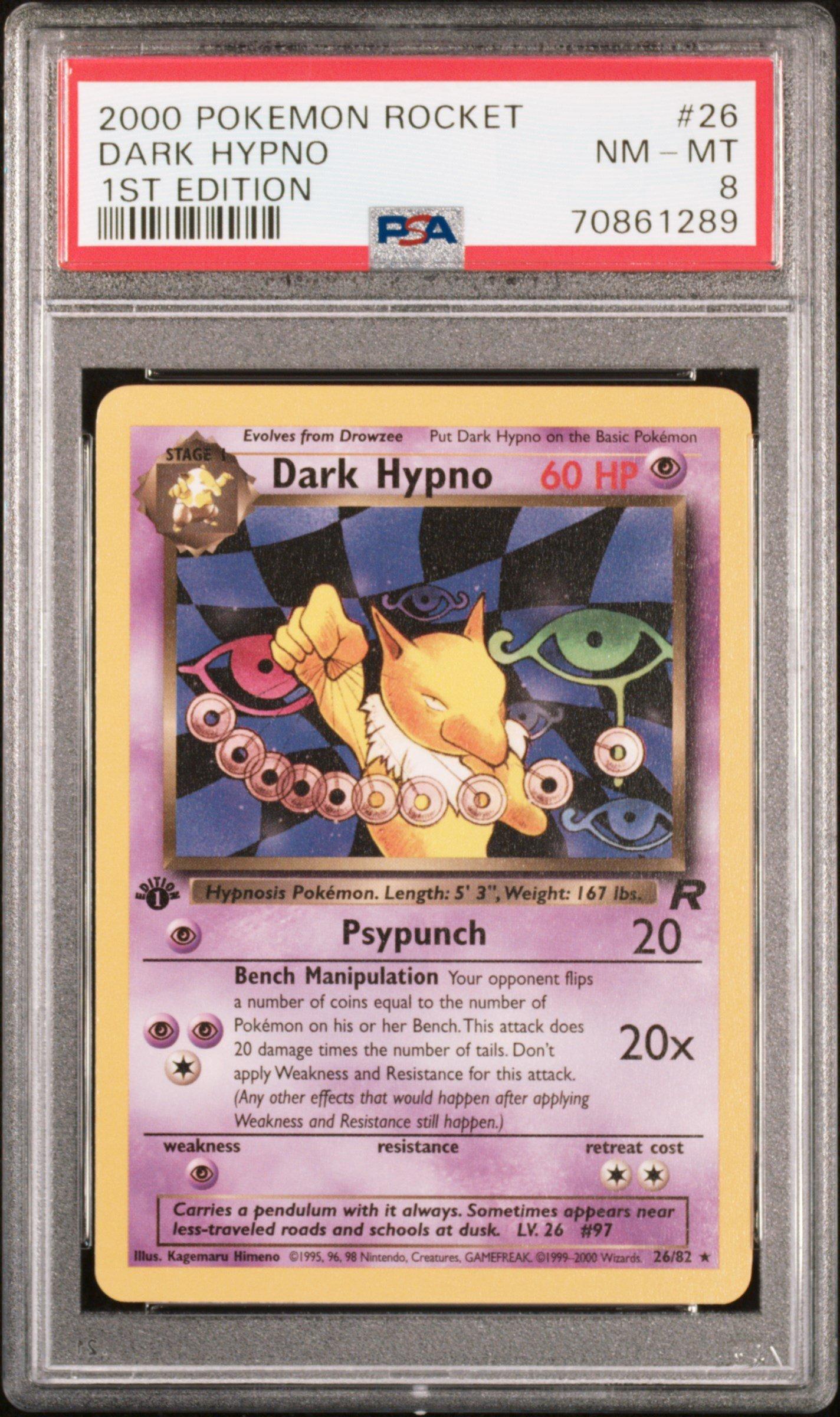 2000 Pokemon Rocket 26 Dark Hypno 1st Edition PSA 8 Graded Card