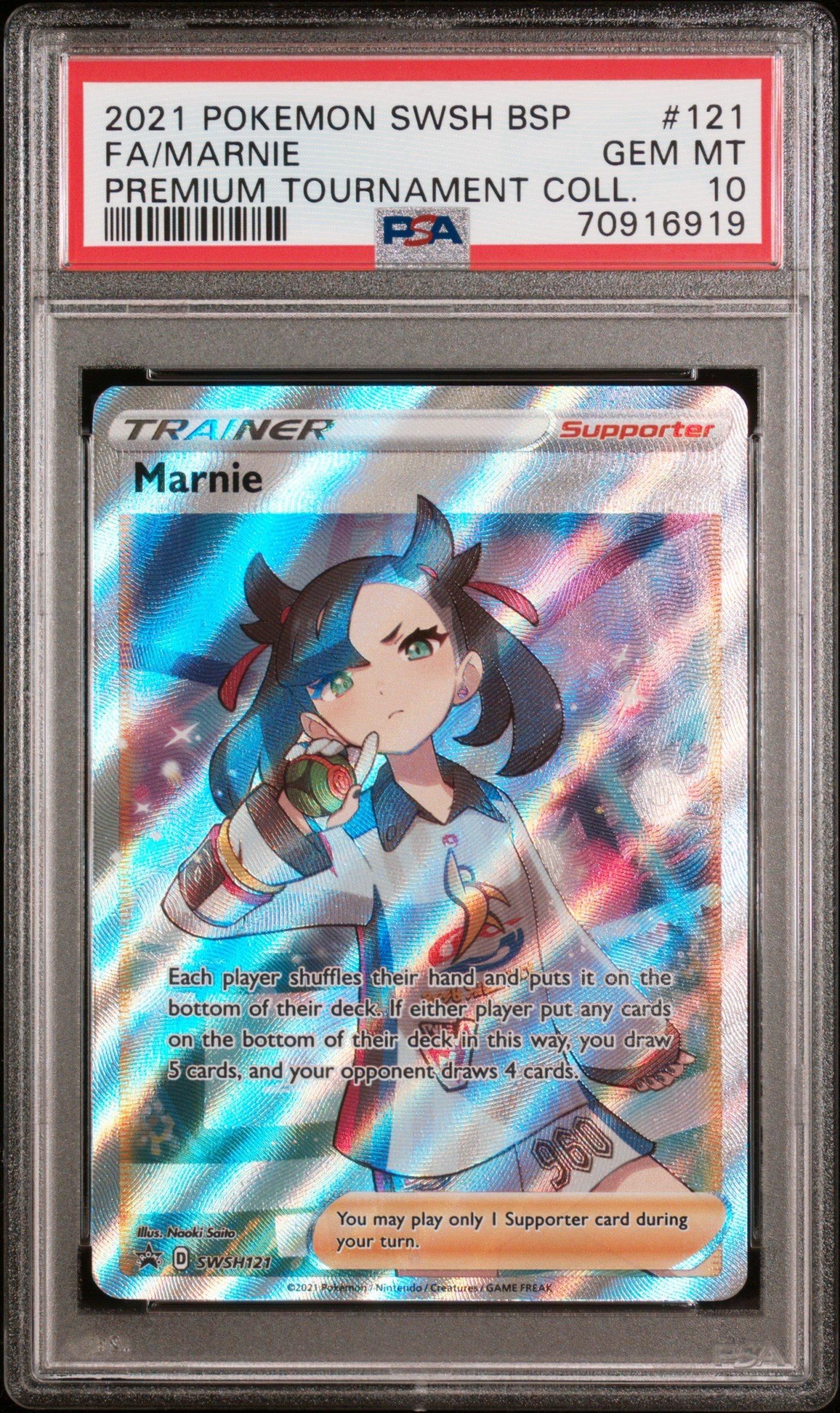 2021 Pokemon Swsh Black Star Promo 121 Fa/marnie PSA