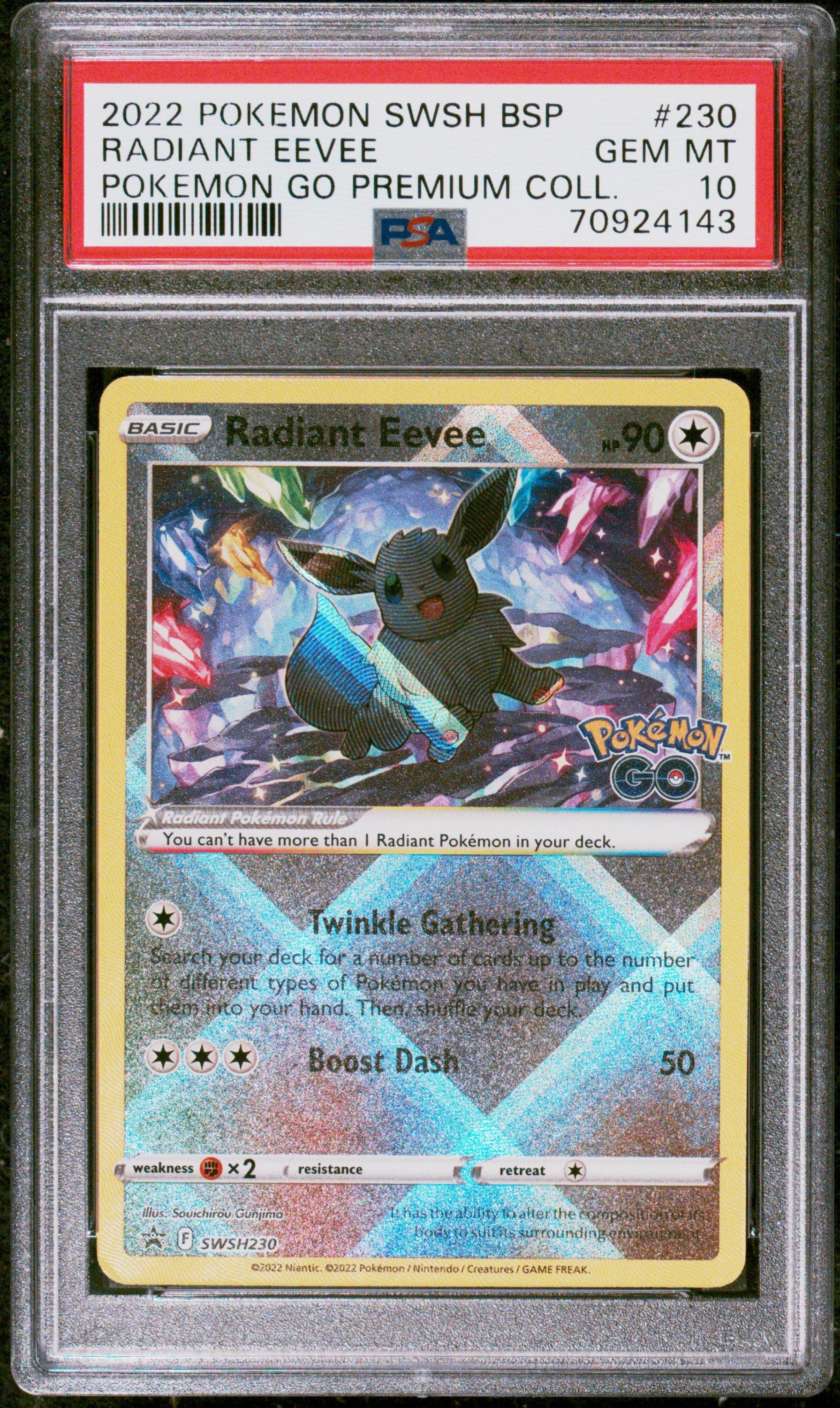 2022 Pokemon Swsh Black Star Promo 230 Radiant Eevee Pokemon Go Premium Collection Radiant Eevee PSA