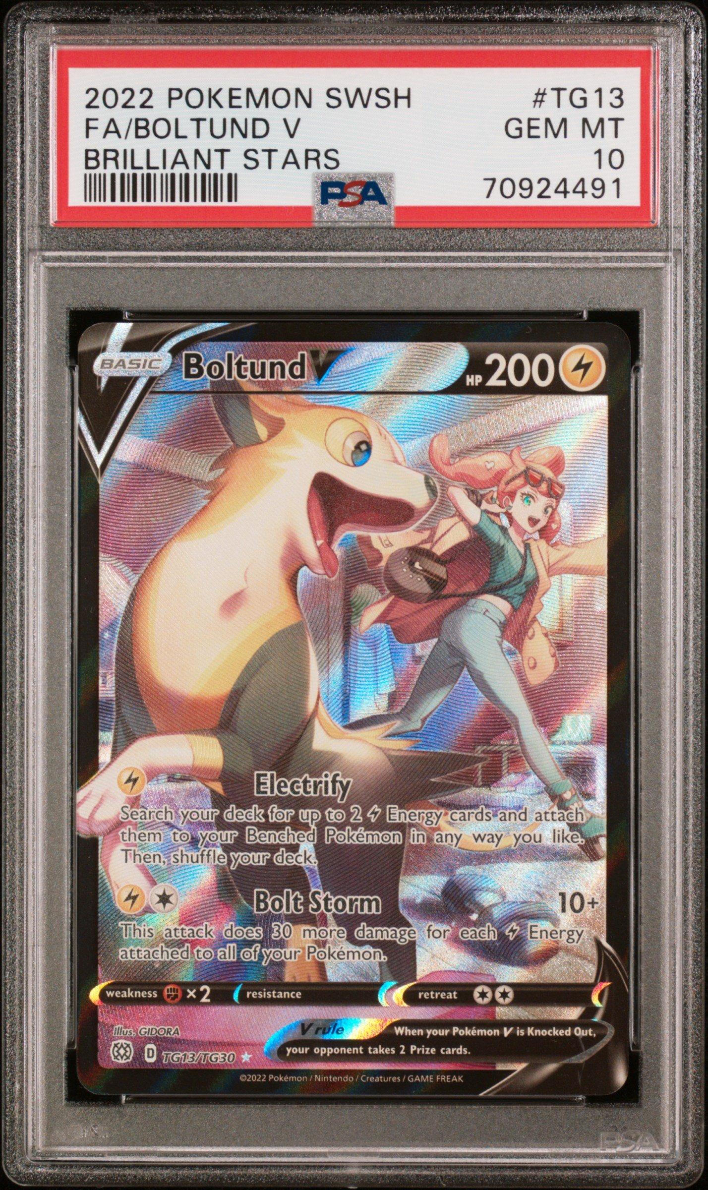 2022 Pokemon Sword & Shield Brilliant Stars Tg13 Full Art/boltund V PSA 10