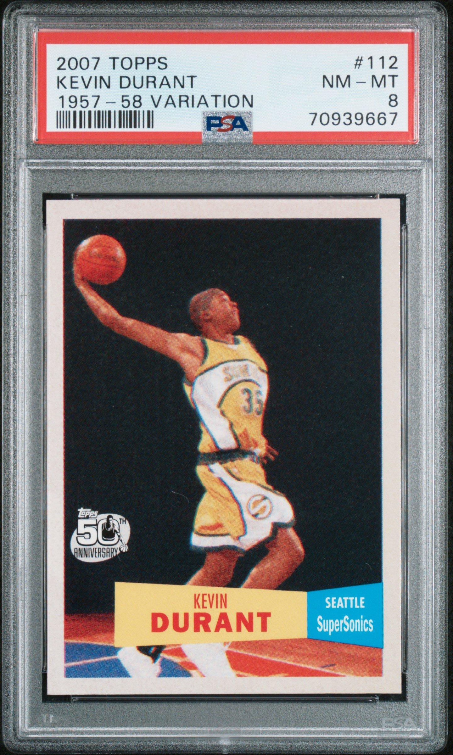 2007 Topps 112 Kevin Durant 1957-58 Variation PSA 8 Graded Card