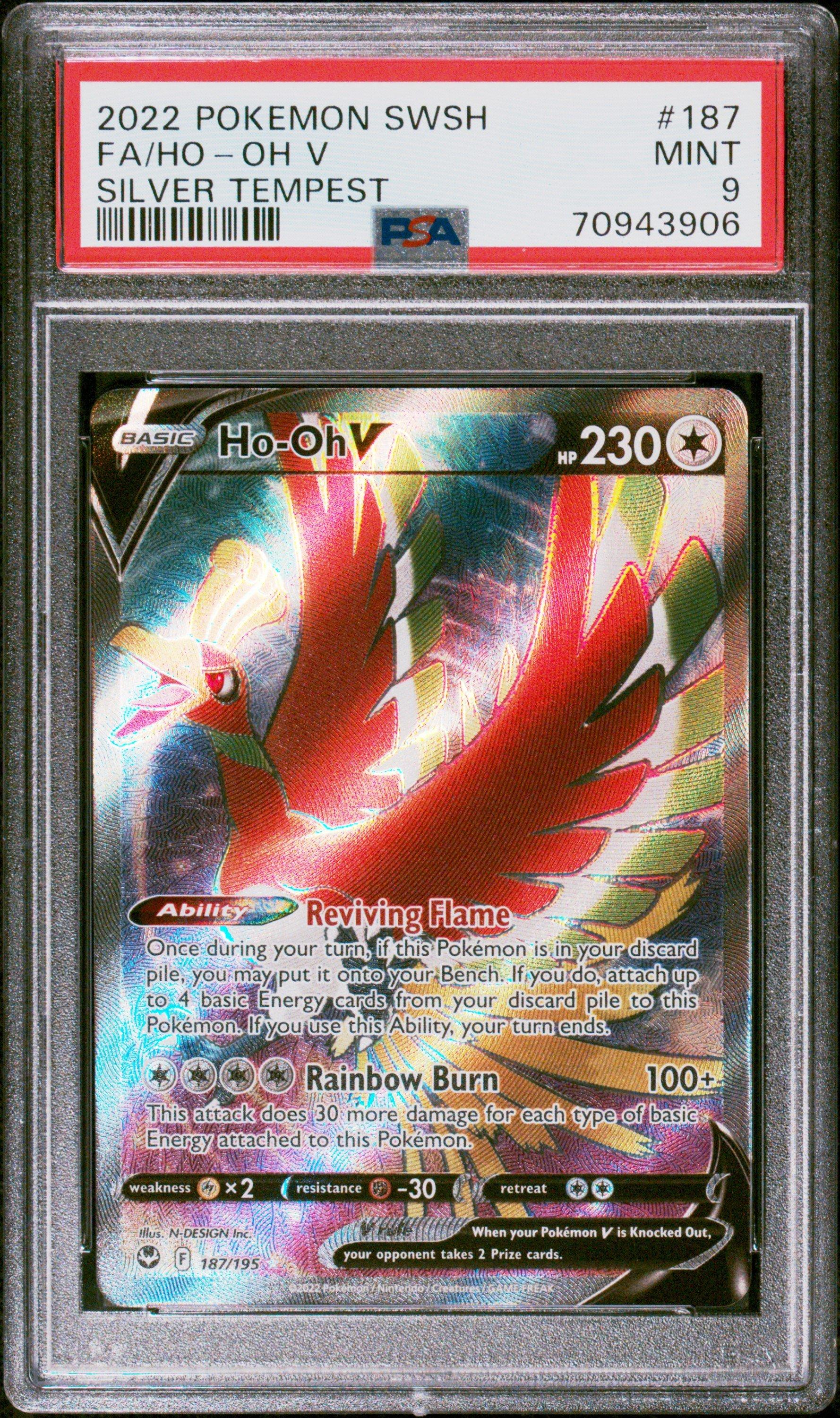 2022 Pokemon Sword & Shield Silver Tempest 187 Full Art/ho-oh V PSA