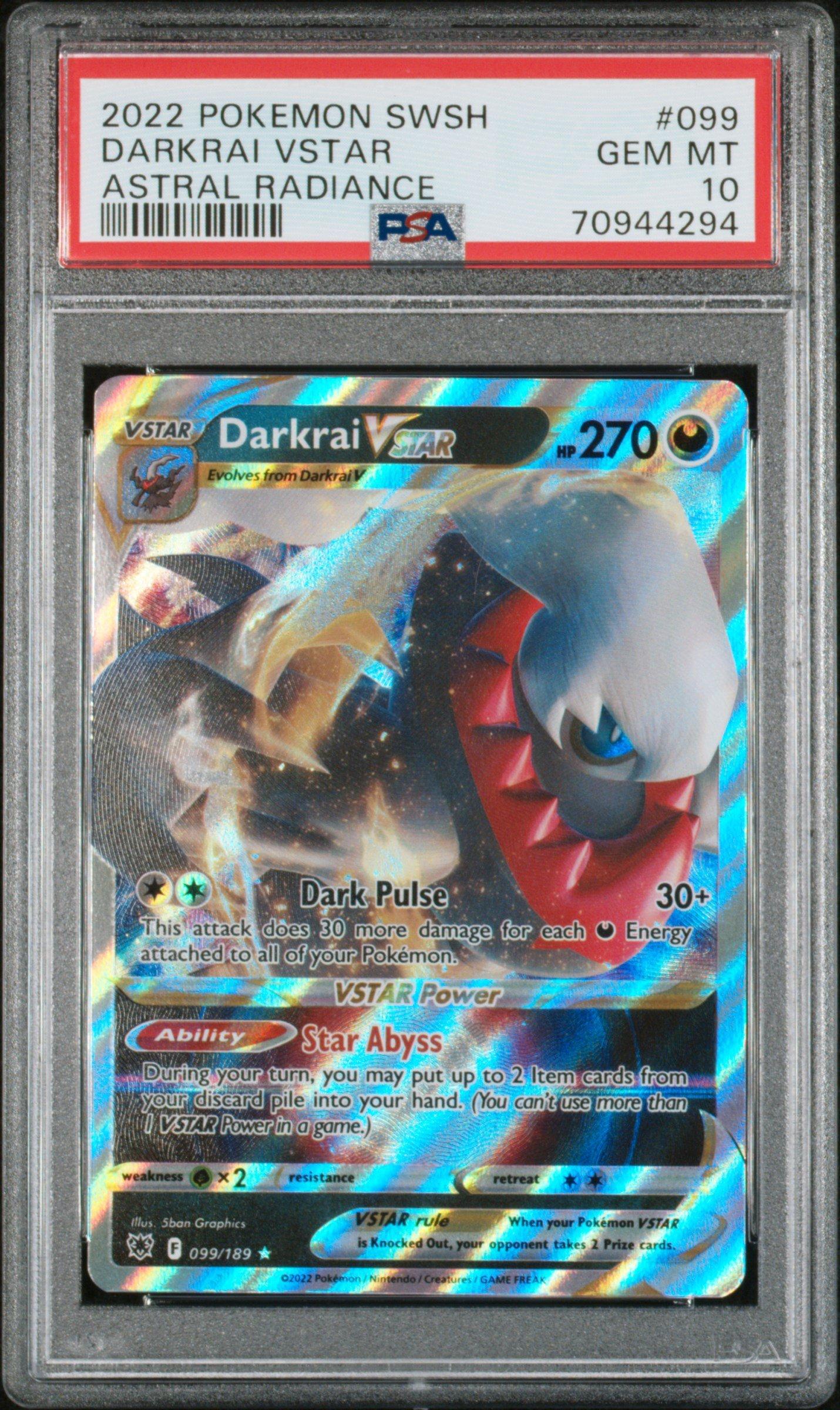 2022 Pokemon Sword & Shield Astral Radiance 099 Darkrai Vstar PSA