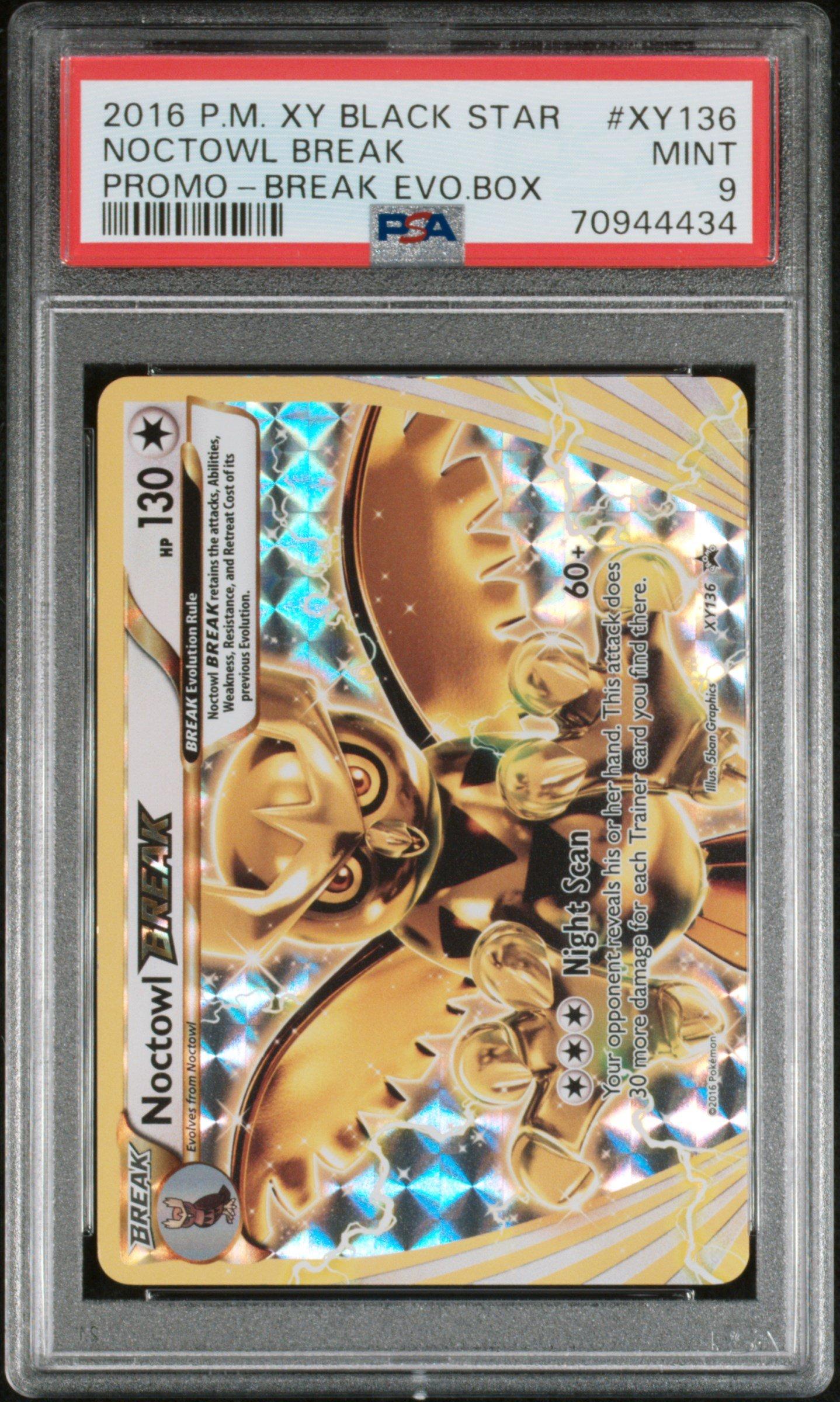 2016 Pokemon Xy Black Star Promo Xy136 Noctowl Break Break Evolution Box PSA 9