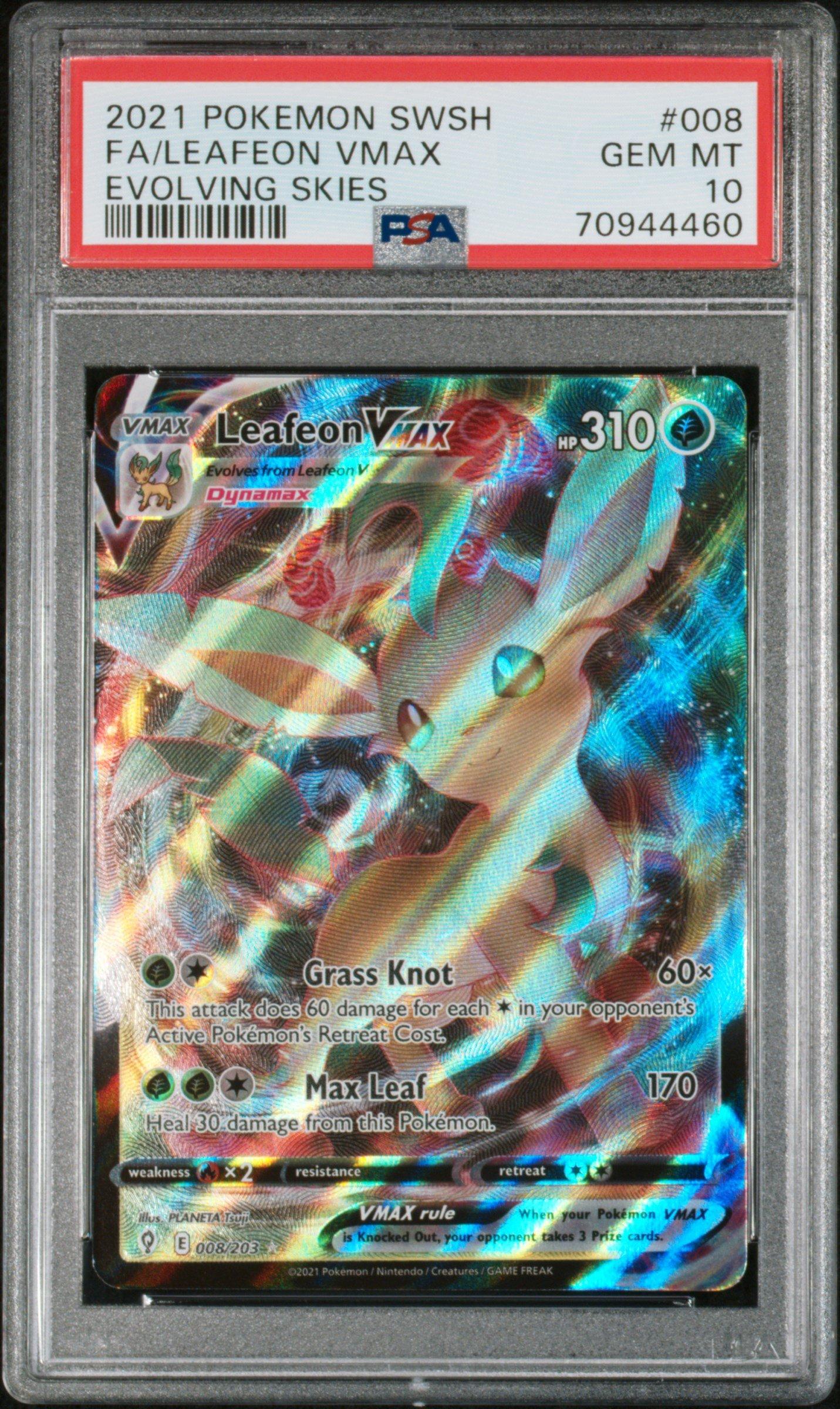 2021 Pokemon Sword & Shield Evolving Skies 008 Full Art/leafeon Vmax PSA