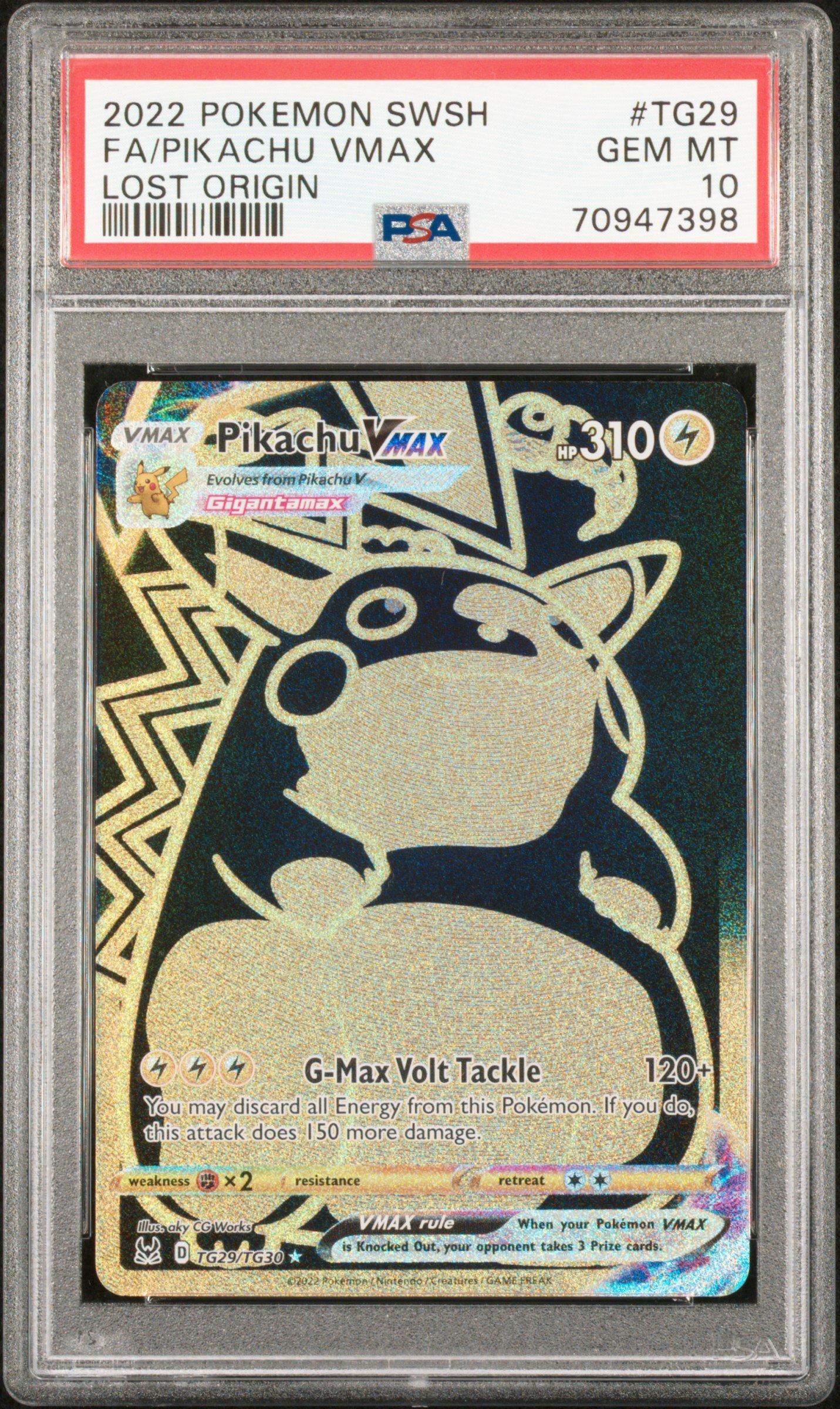 2022 Pokemon Sword & Shield Lost Origin Tg29 Full Art/pikachu Vmax