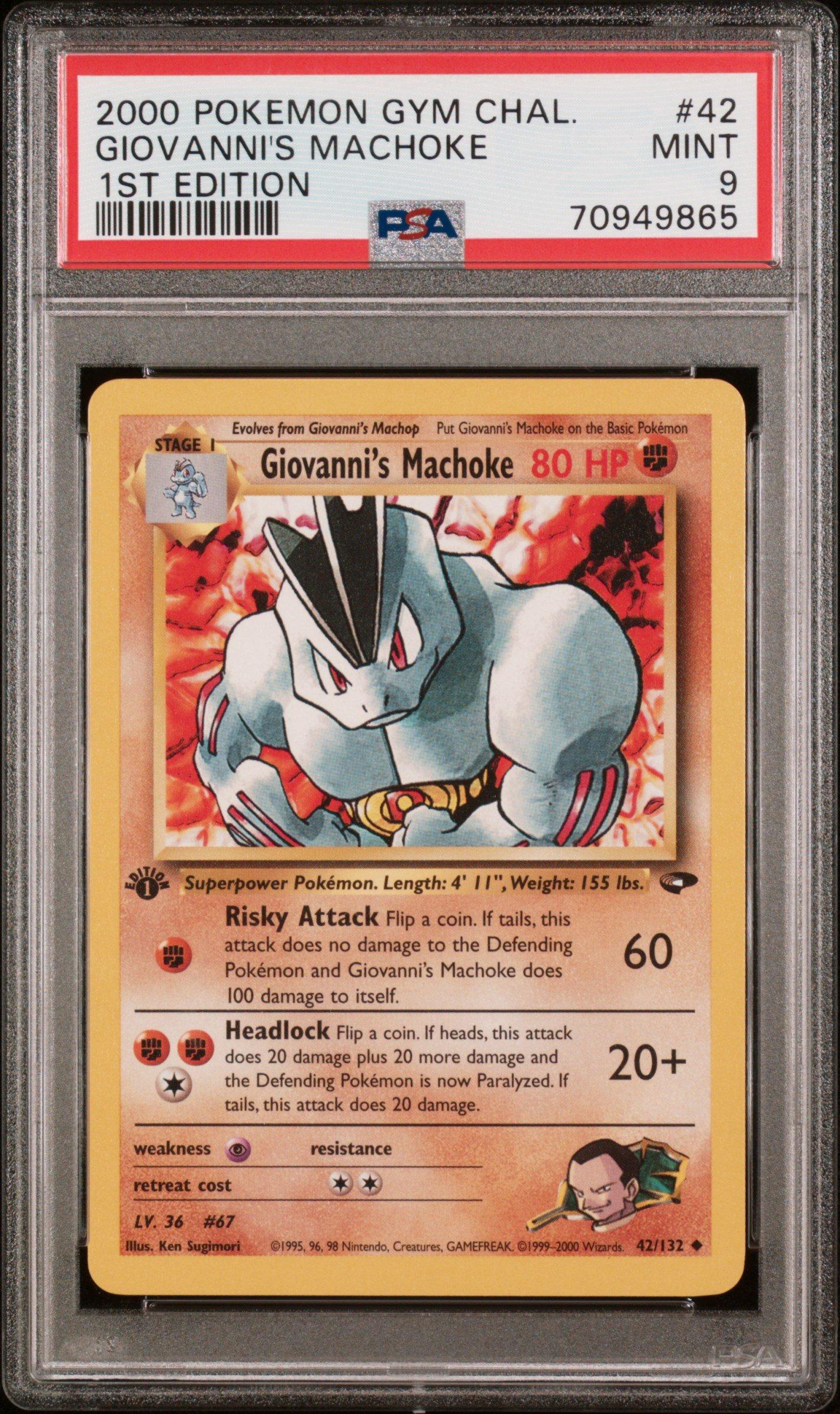 2000 Pokemon Gym Challenge 42 Giovanni's Machoke 1st Edition PSA 9