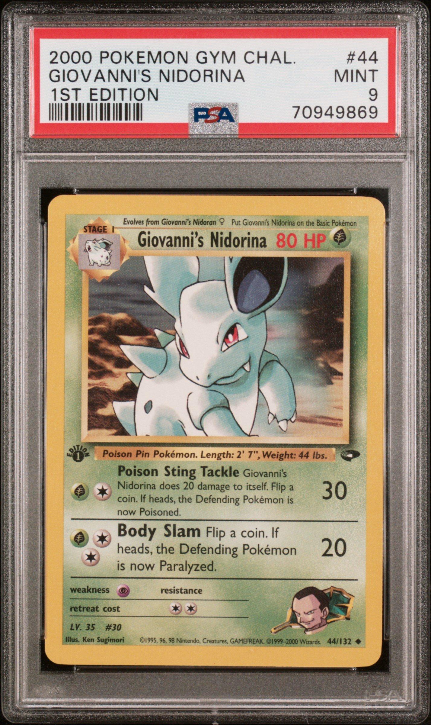 2000 Pokemon Gym Challenge 44 Giovanni's Nidorina 1st Edition PSA 9