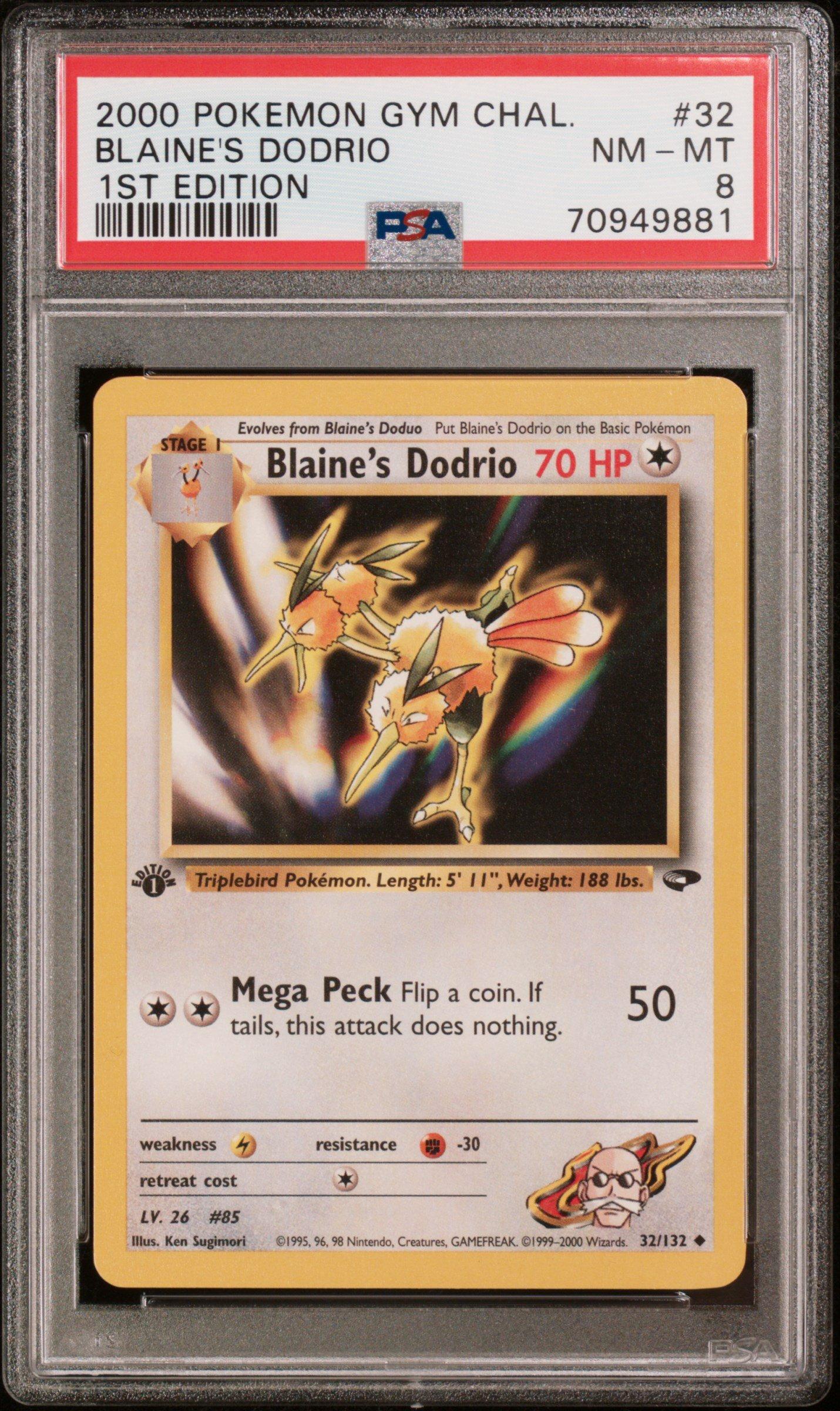 2000 Pokemon Gym Challenge 32 Blaine's Dodrio 1st Edition PSA 8
