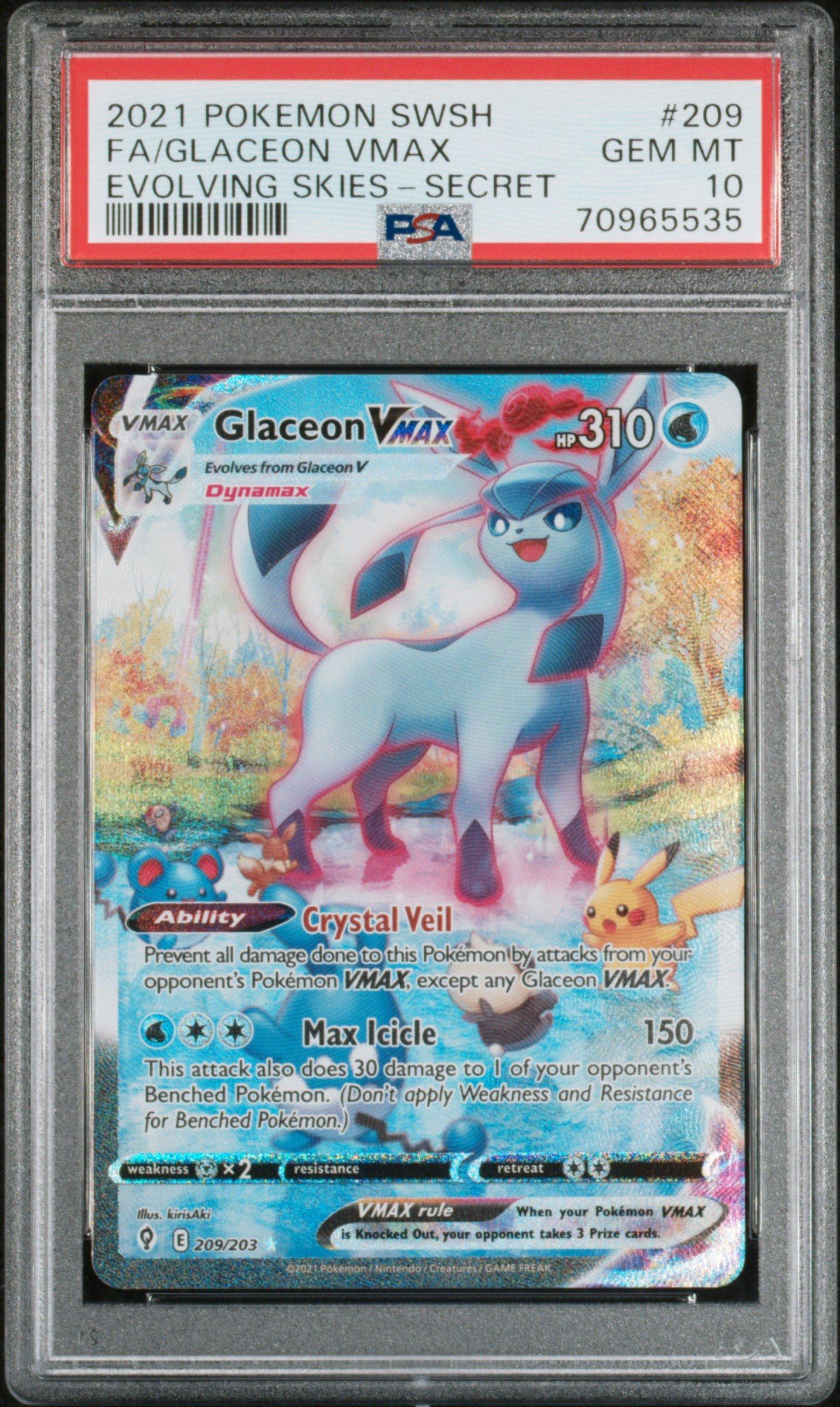 2021 Pokemon Sword & Shield Evolving Skies Fa/glaceon Vmax PSA