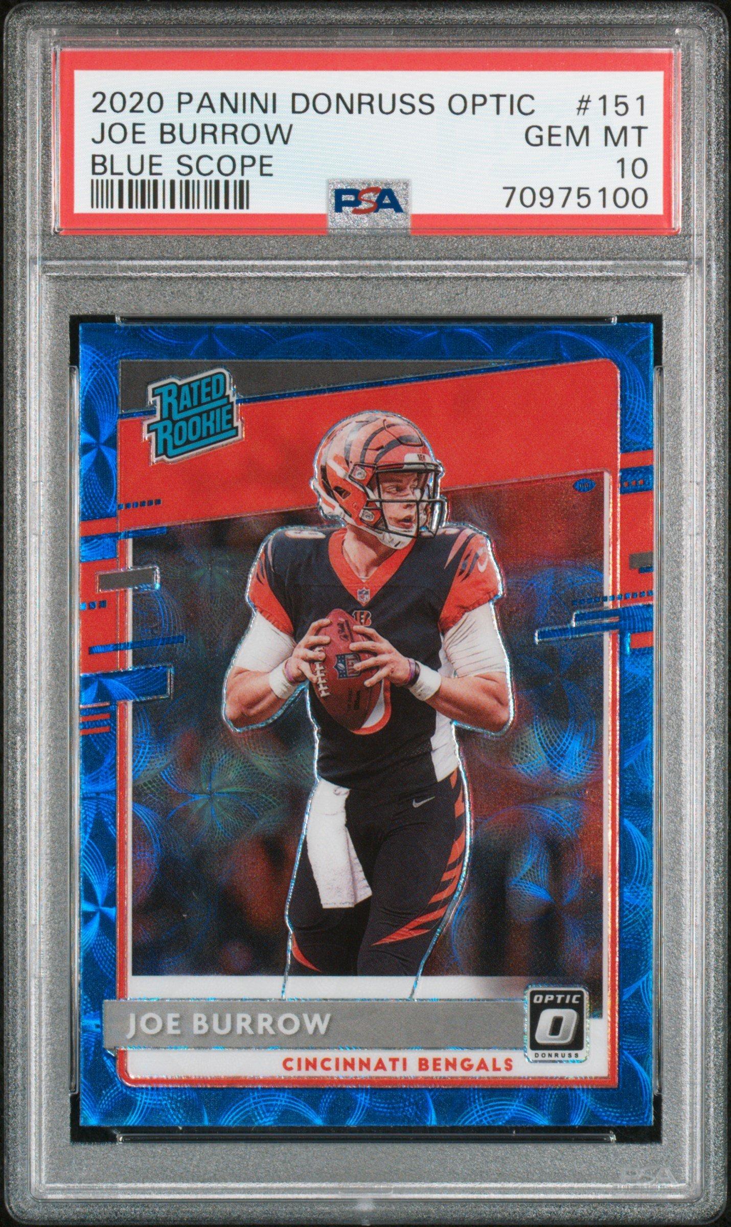 2020 Panini Donruss Optic 151 Joe Burrow Blue Scope PSA