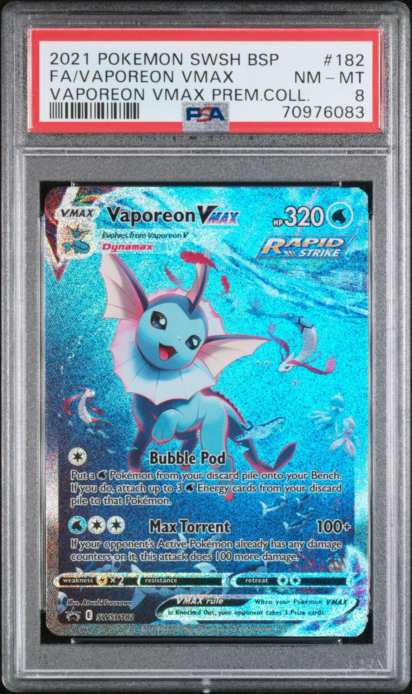 2021 Pokemon Swsh Black Star Promo 182 Fa/vaporeon Vmax PSA