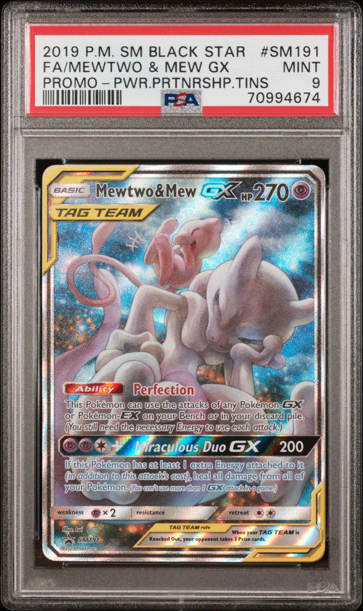 2019 Pokemon Sm Black Star Promo Sm191 Full Art/mewtwo & Mew Gx