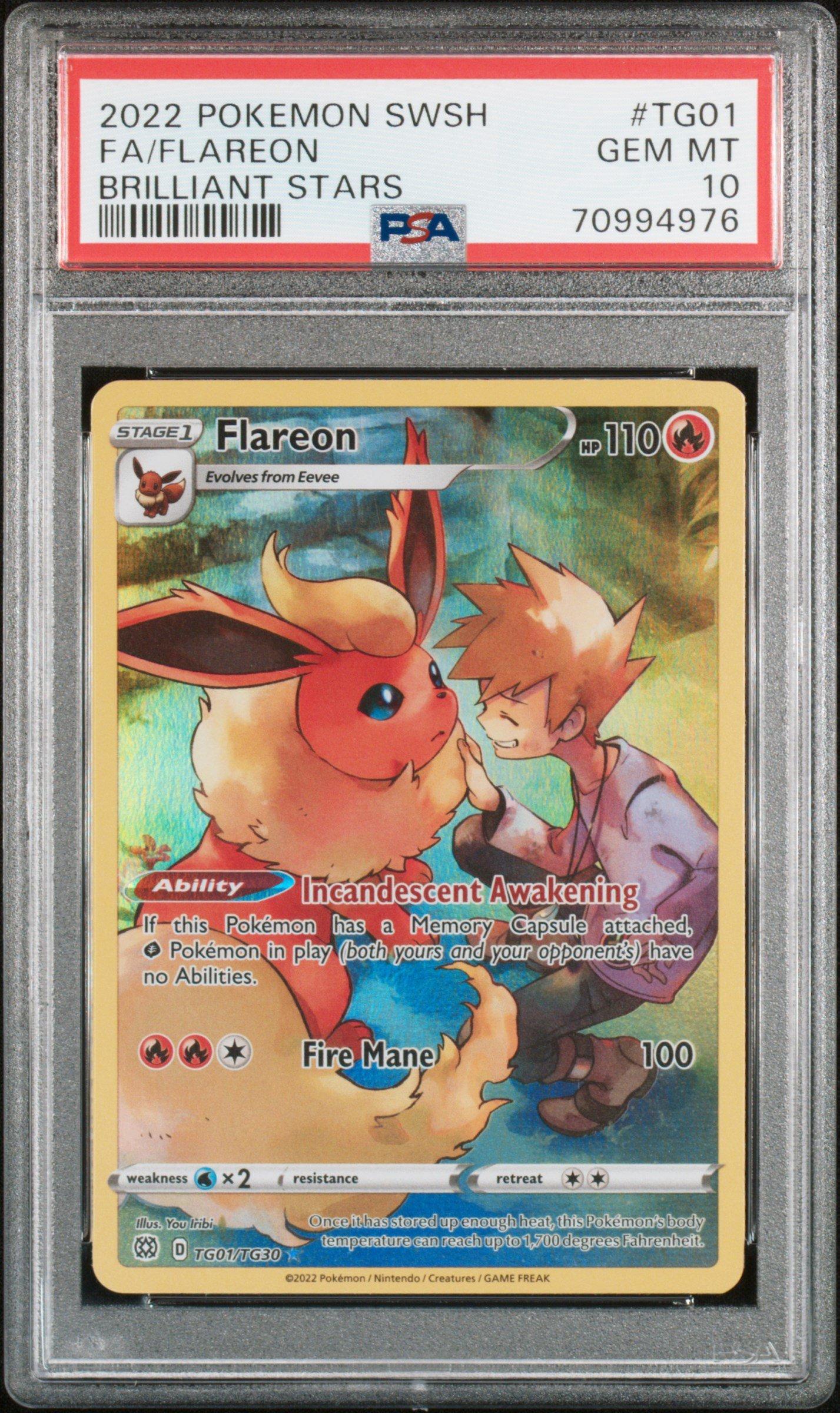 2022 Pokemon Sword & Shield Brilliant Stars Tg01 Full Art/flareon